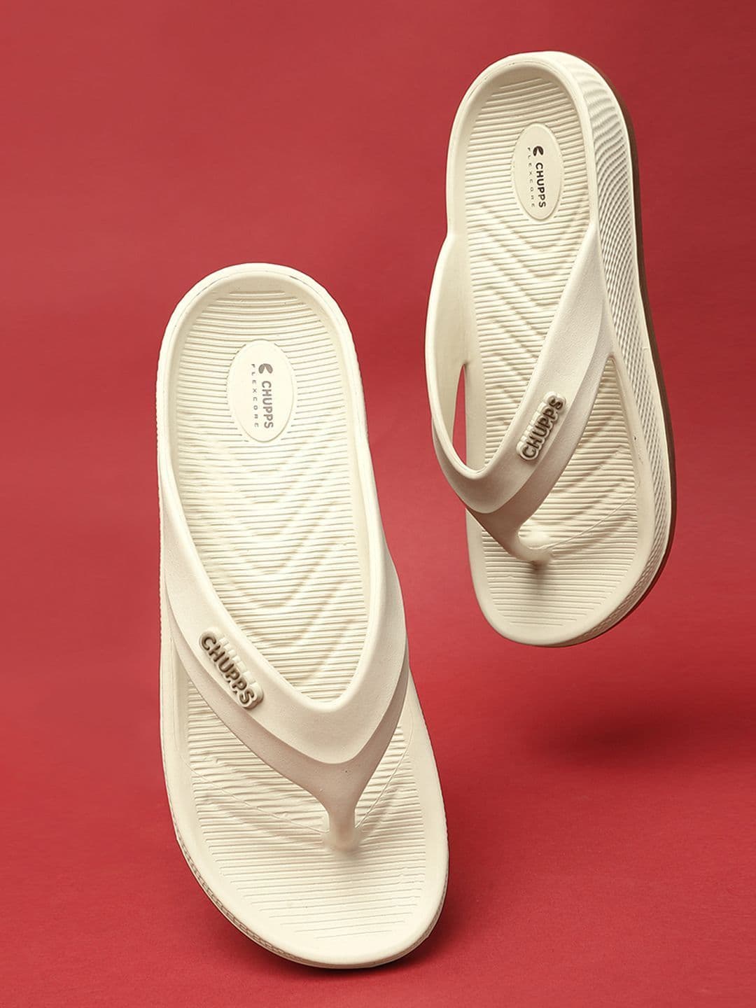 CHUPPS Men Off White Beige Rokk Orthopedic Sliders - view 1