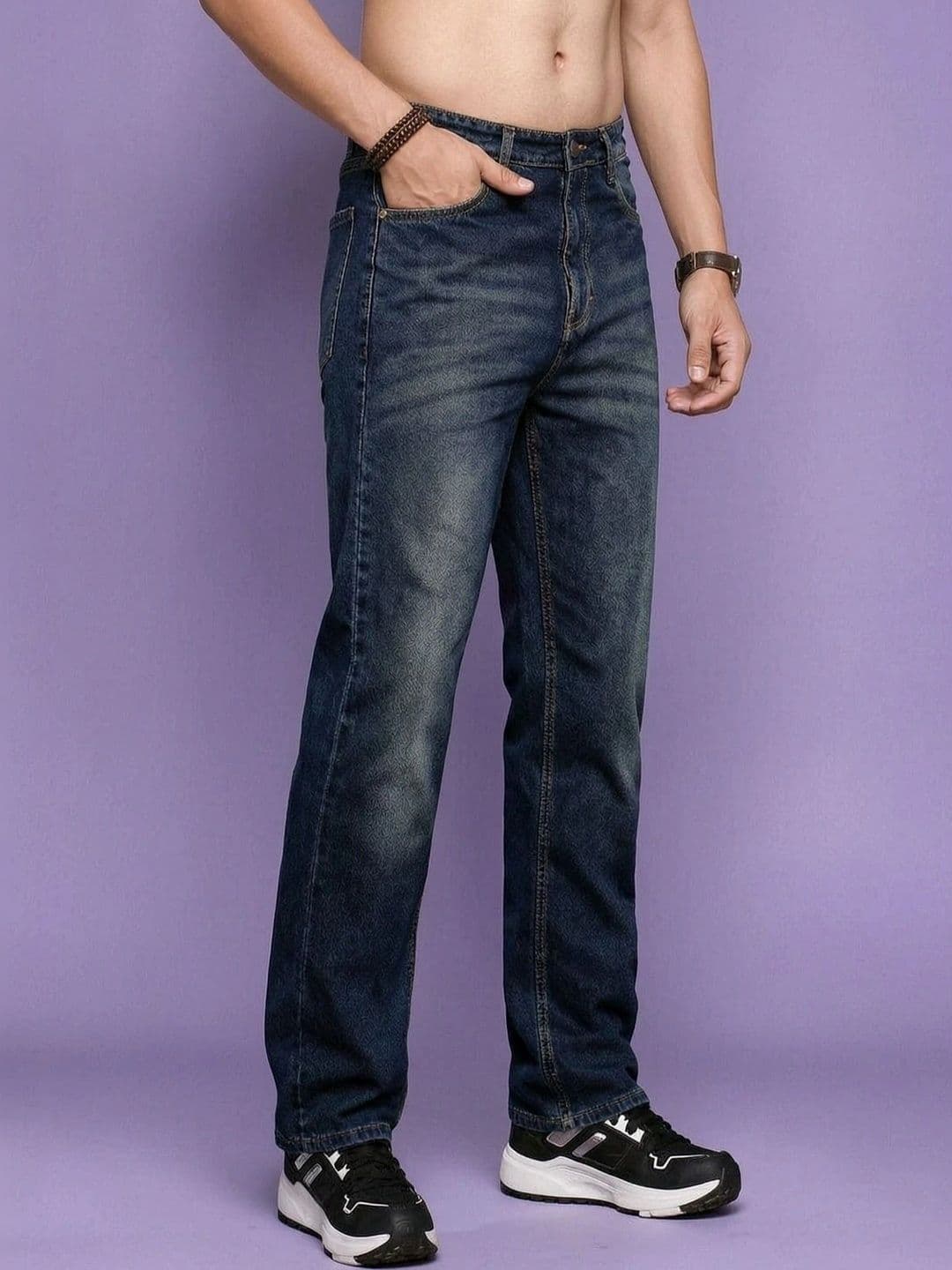 Roadster Men Jean Straight Fit Mid-Rise Low Distress Stretchable Jeans - view 1