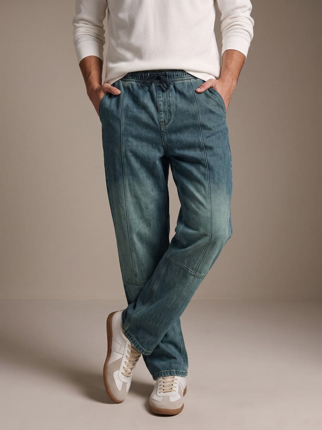 glitchez Men Pure Cotton Baggy Fit Heavy Fade Jeans - view 1