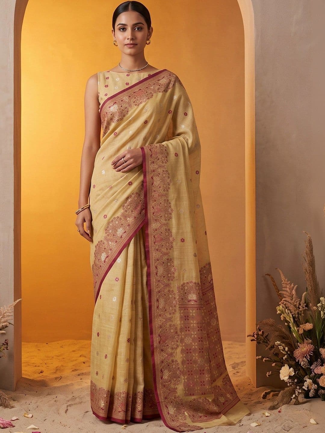 R K MANIYAR Woven Design Zari Pure Cotton Designer Saree - view 1
