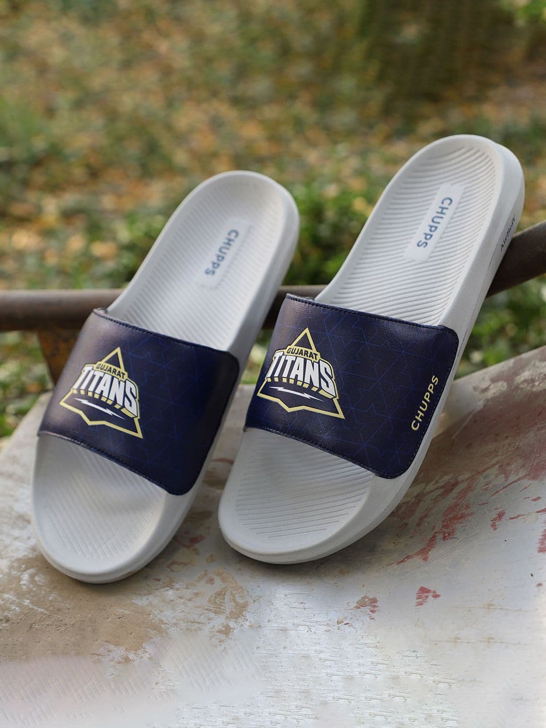 CHUPPS X GT Men Navy Grey Bold Airsoft Orthopedic Sliders - view 1