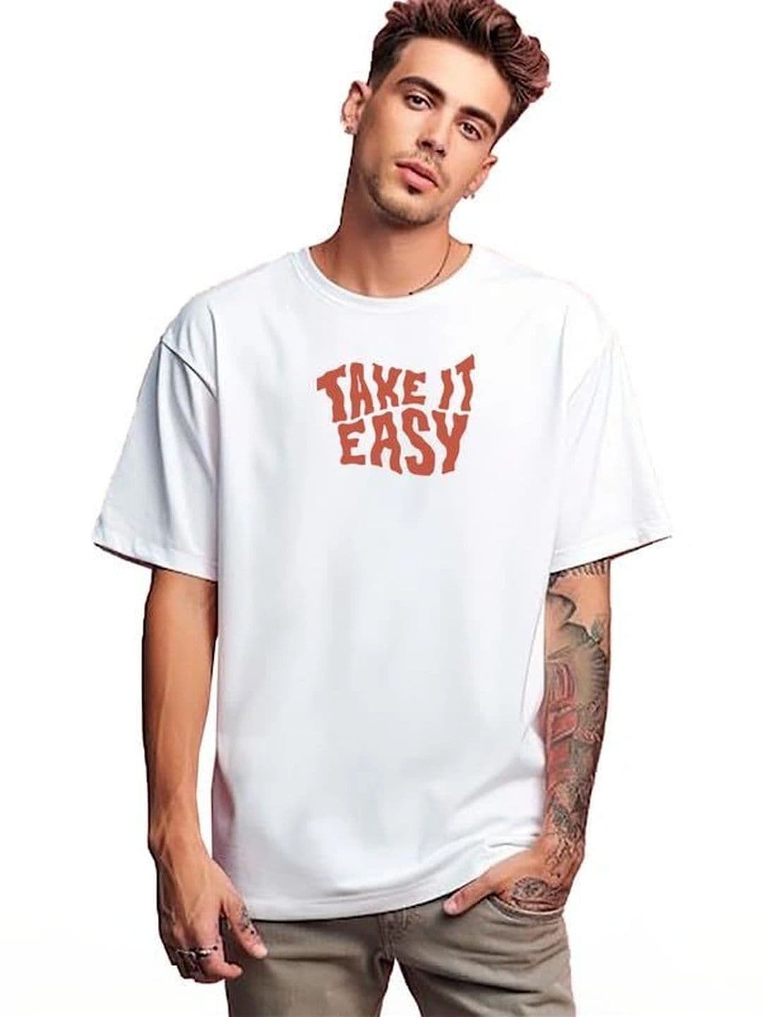 VLAM Unisex Typography Printed Drop-Shoulder Sleeves Cotton Slim Fit T-shirt - view 1