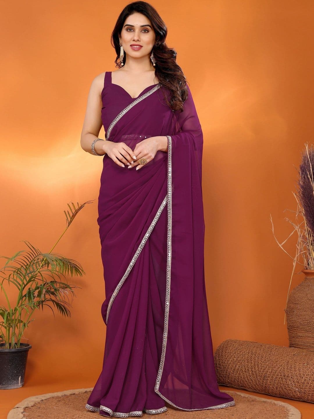 Meet Trendz Pure Georgette Saree - view 1