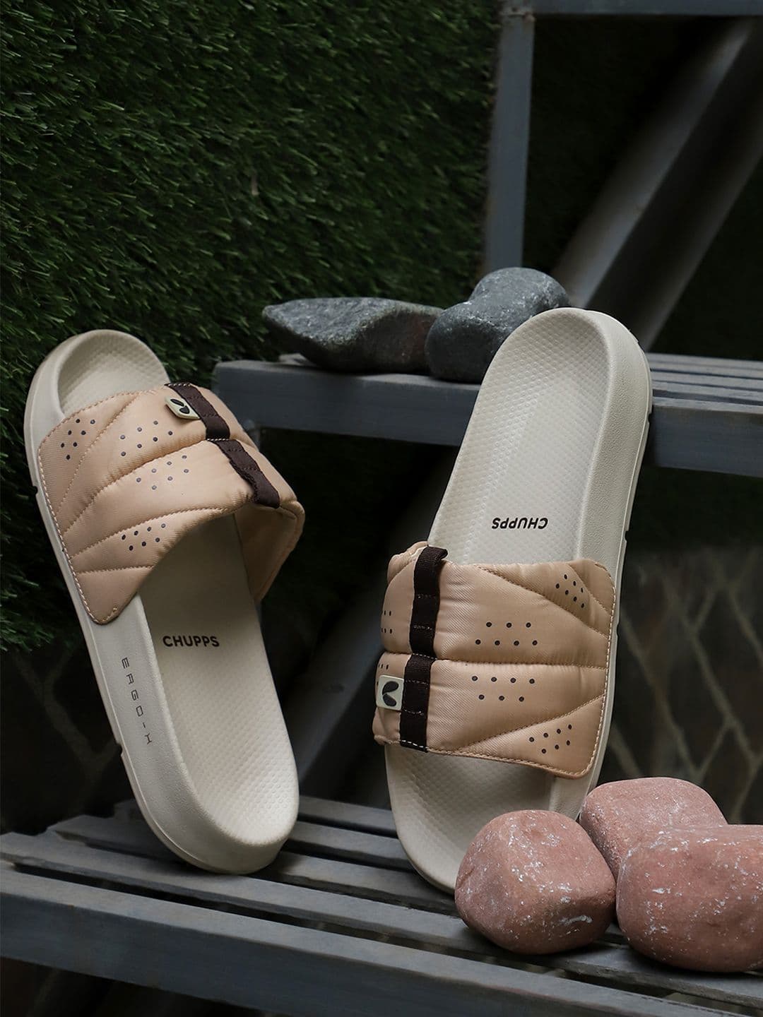 CHUPPS Men Beige Turbo Ergo-X Orthopedic Sliders - view 1