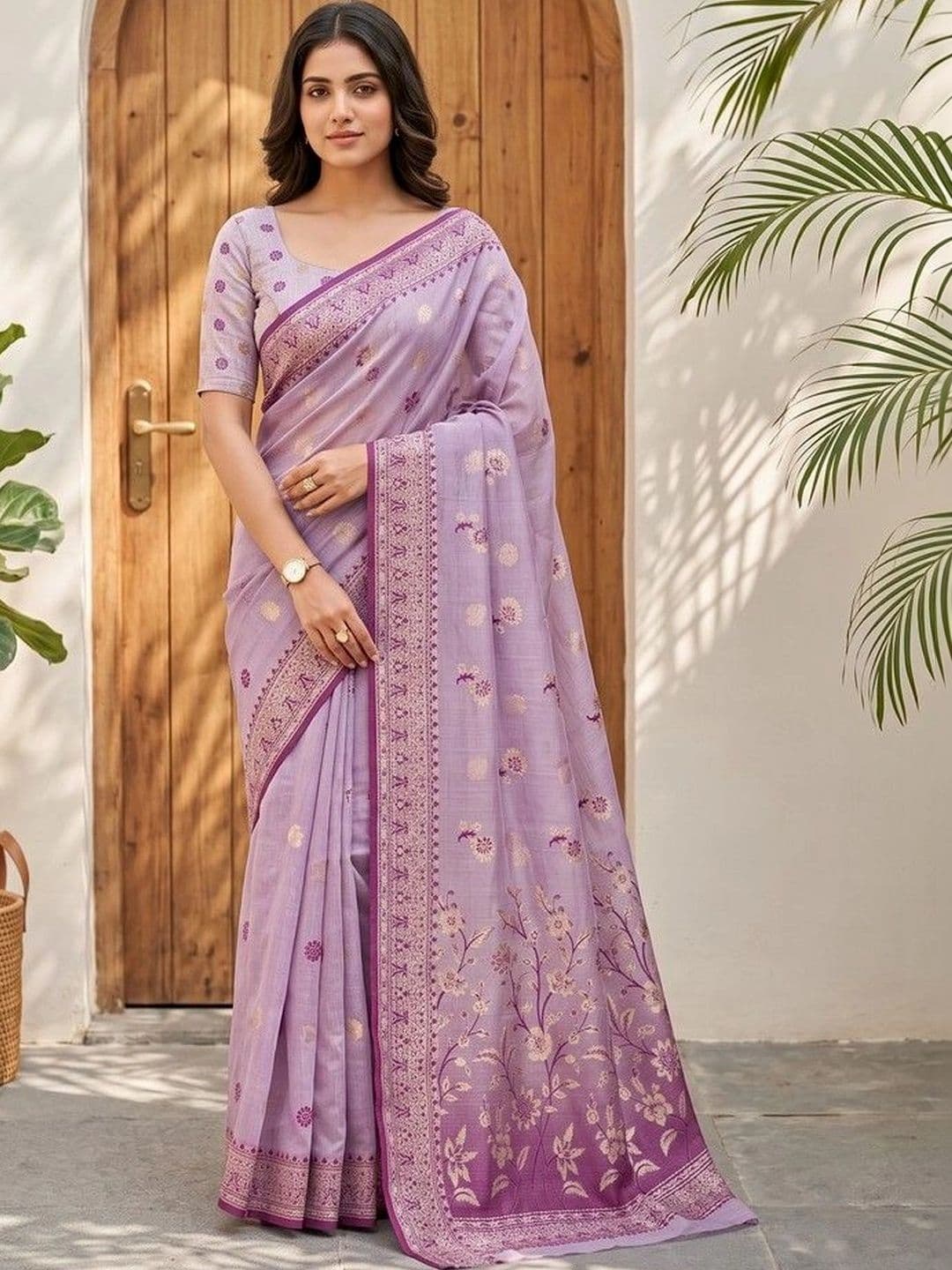 R K MANIYAR Woven Design Zari Pure Cotton Designer Saree - view 1