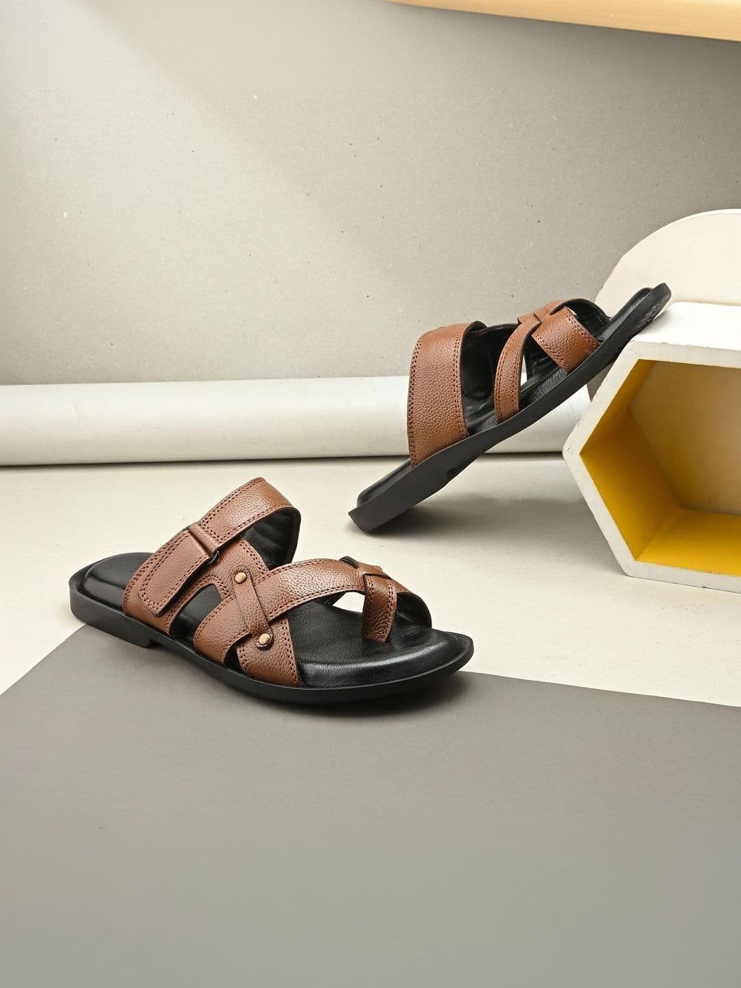 House of Pataudi Men Leather Shoe-Style Sandals - view 1