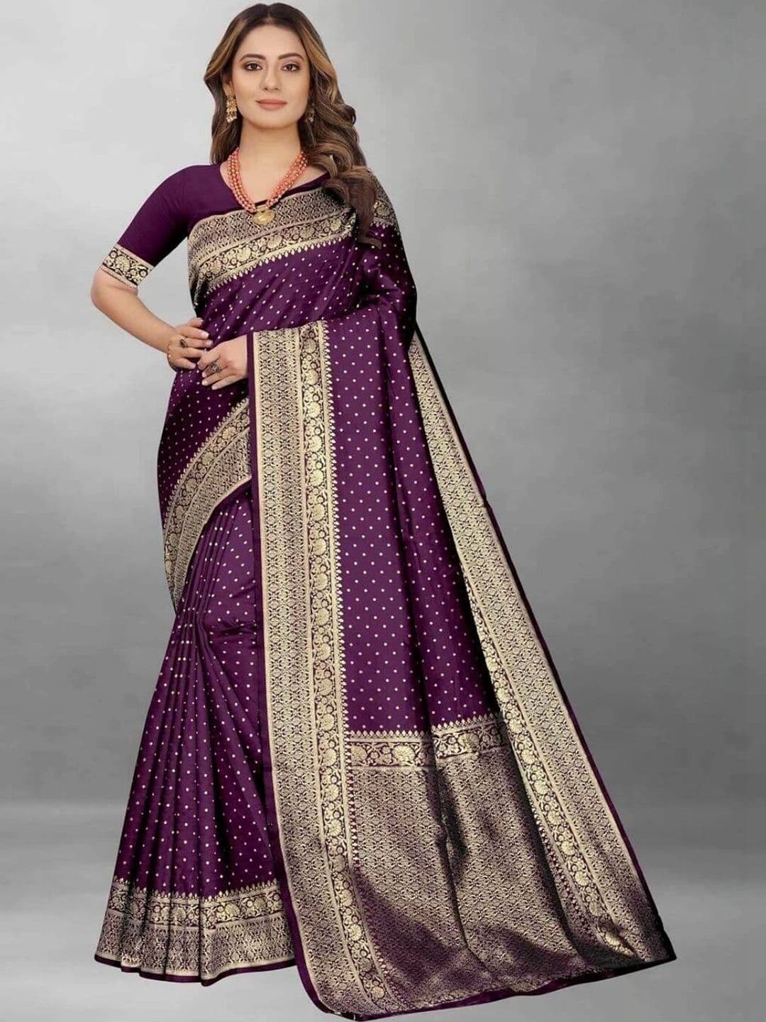 Sangria Woven Design Zari Silk Blend Designer Saree - view 1