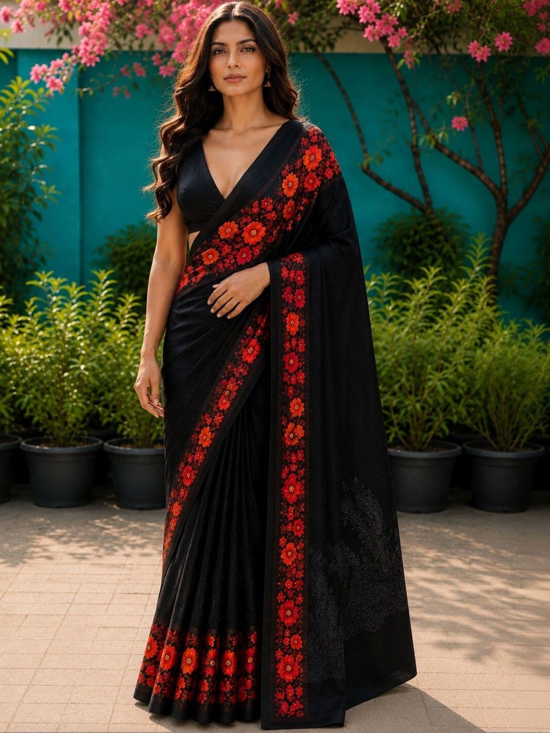 LeeliPeeri Designer Floral Art Silk Designer Saree - view 1