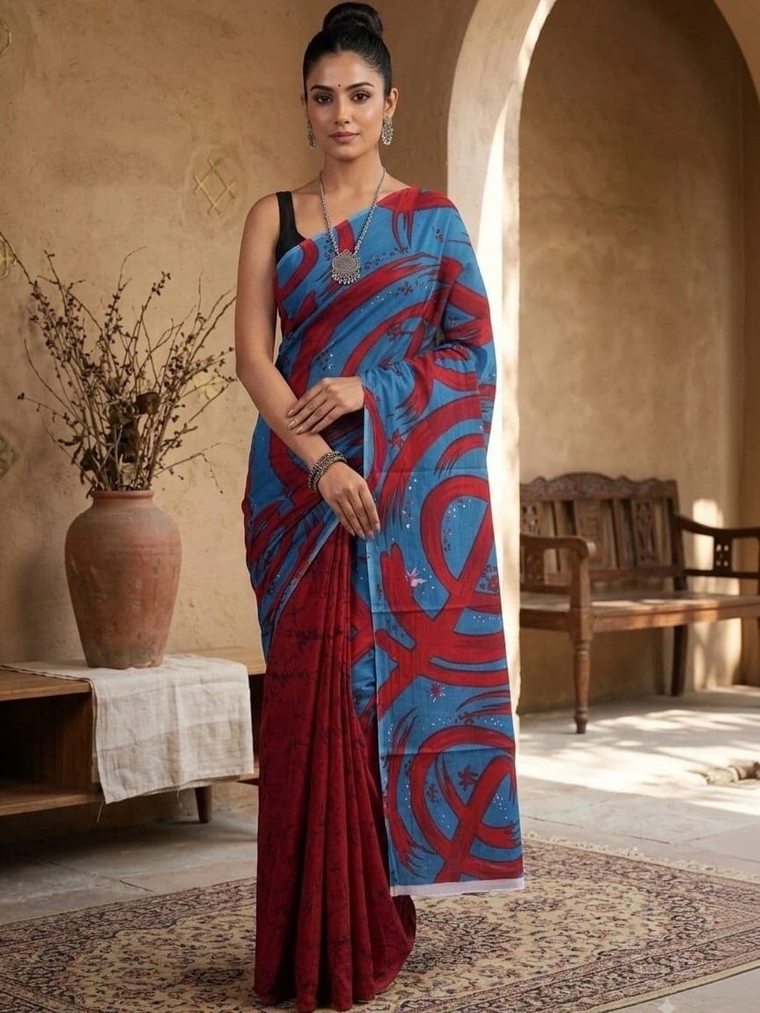 SHIVAY TEXTILES Pure Cotton Block Print Saree - view 1