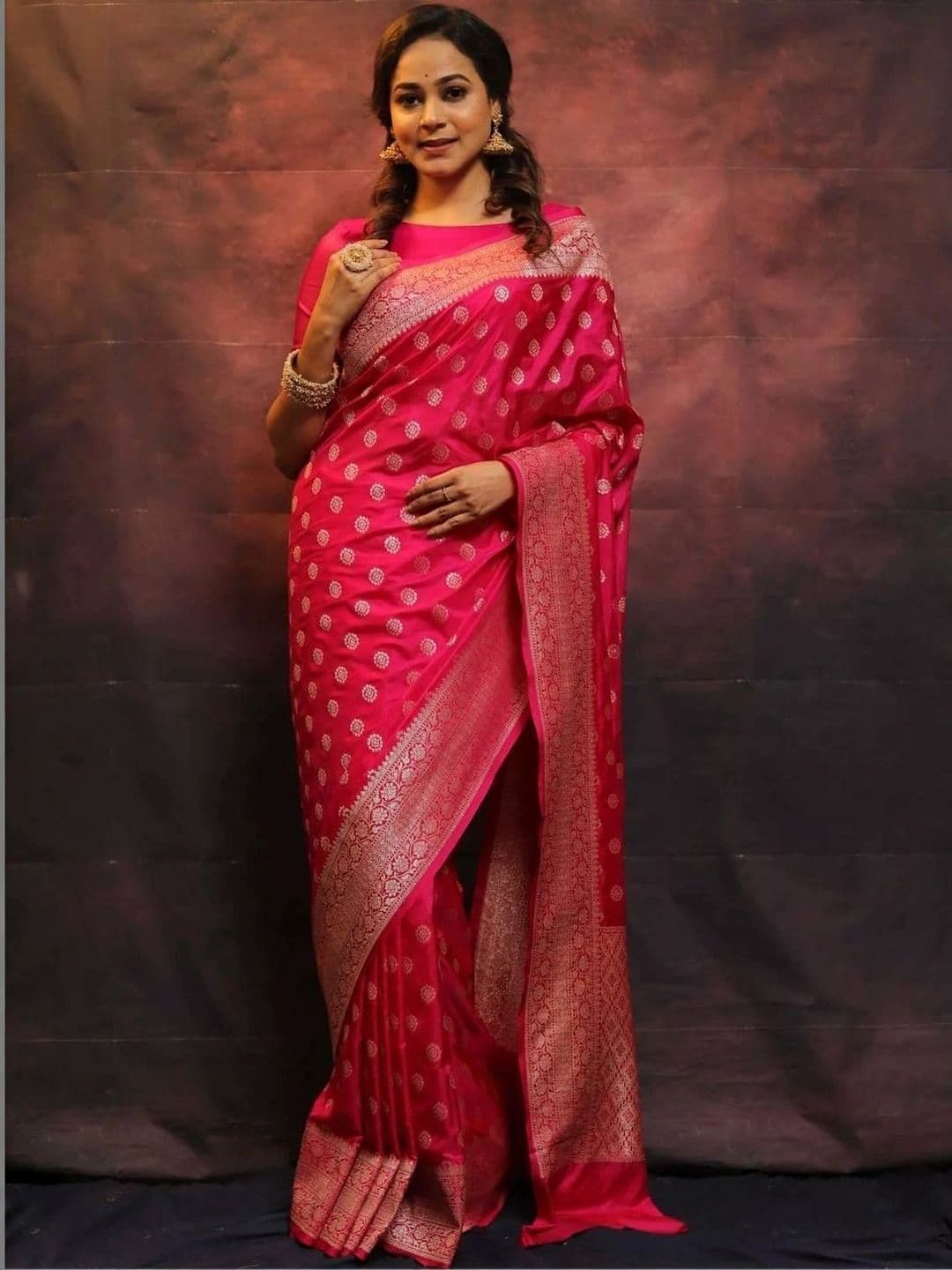 ADIANADI Woven Design Zari Silk Cotton Banarasi Saree - view 1