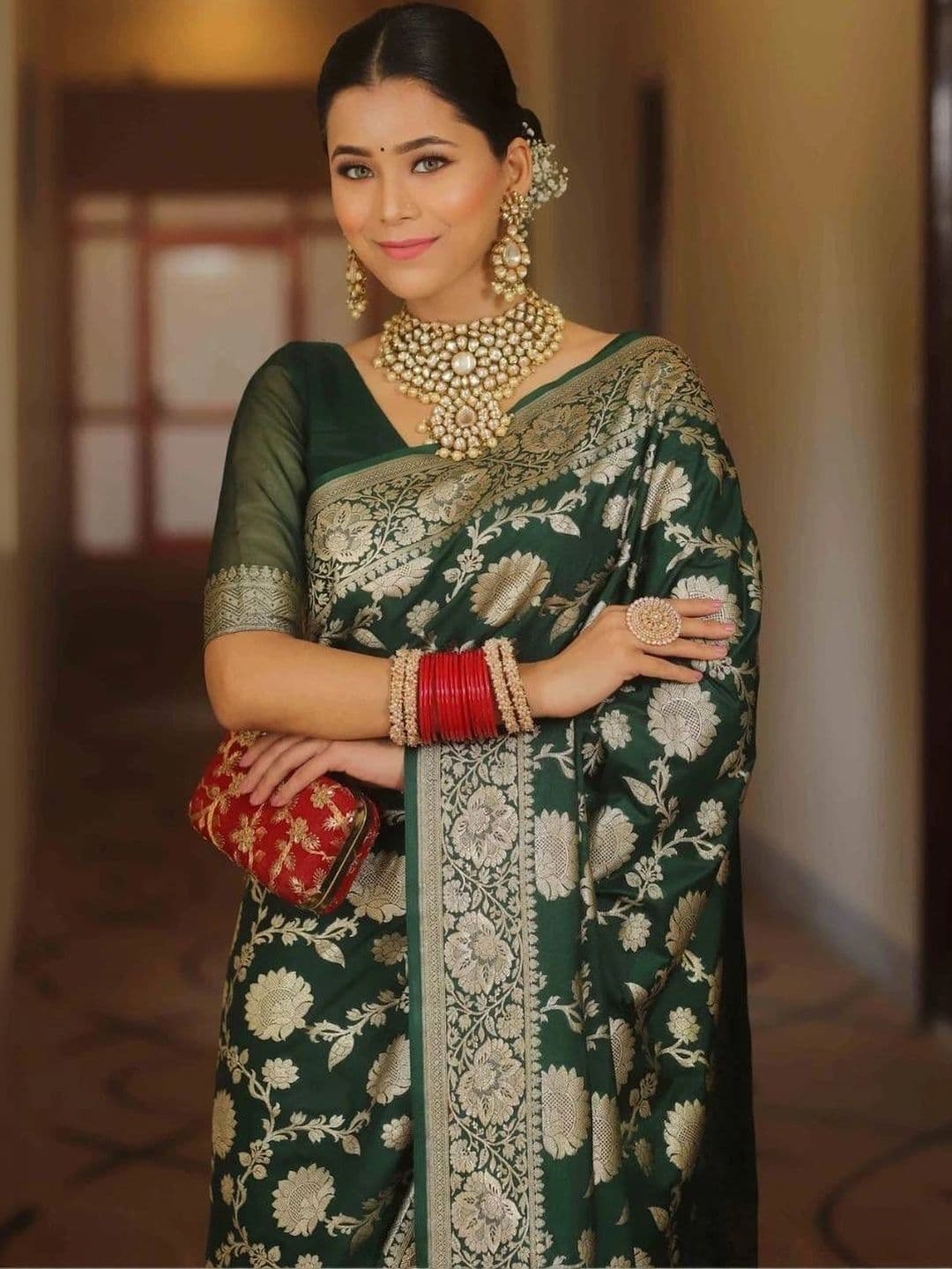 ADIANADI Zari Silk Cotton Banarasi Saree - view 1
