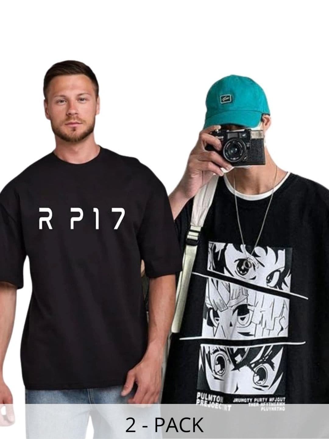 Annnackel Men Pack Of 2 Typographic Printed T-shirt - view 1