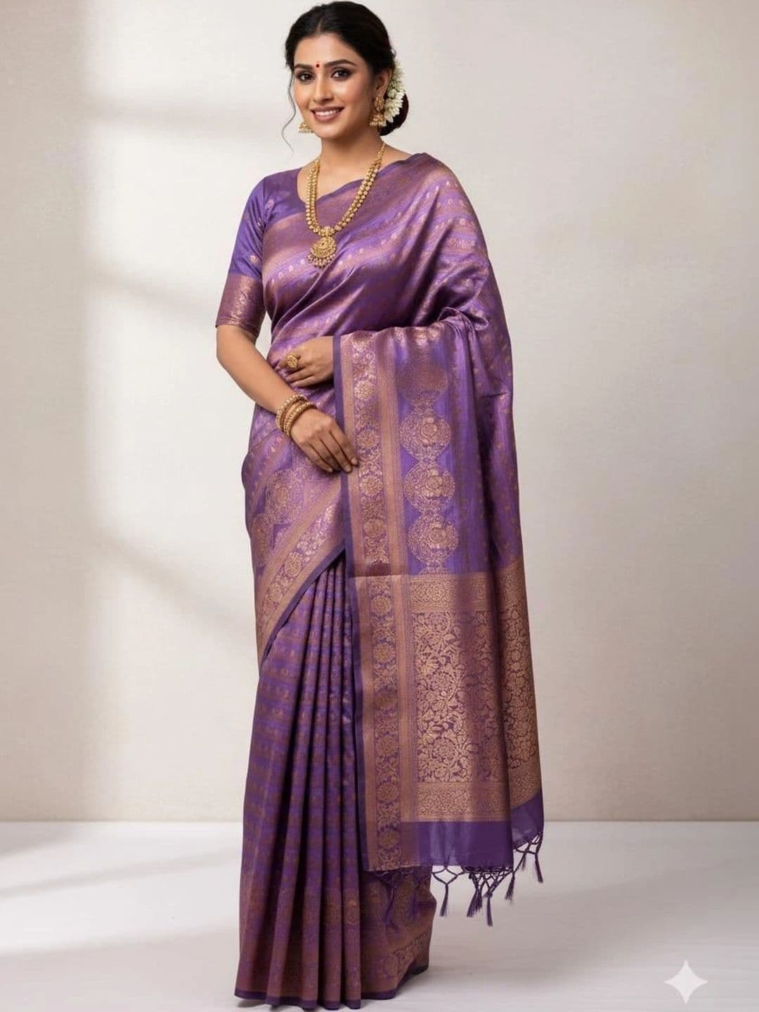 ADIANADI Paisley Zari Silk Cotton Banarasi Saree - view 1