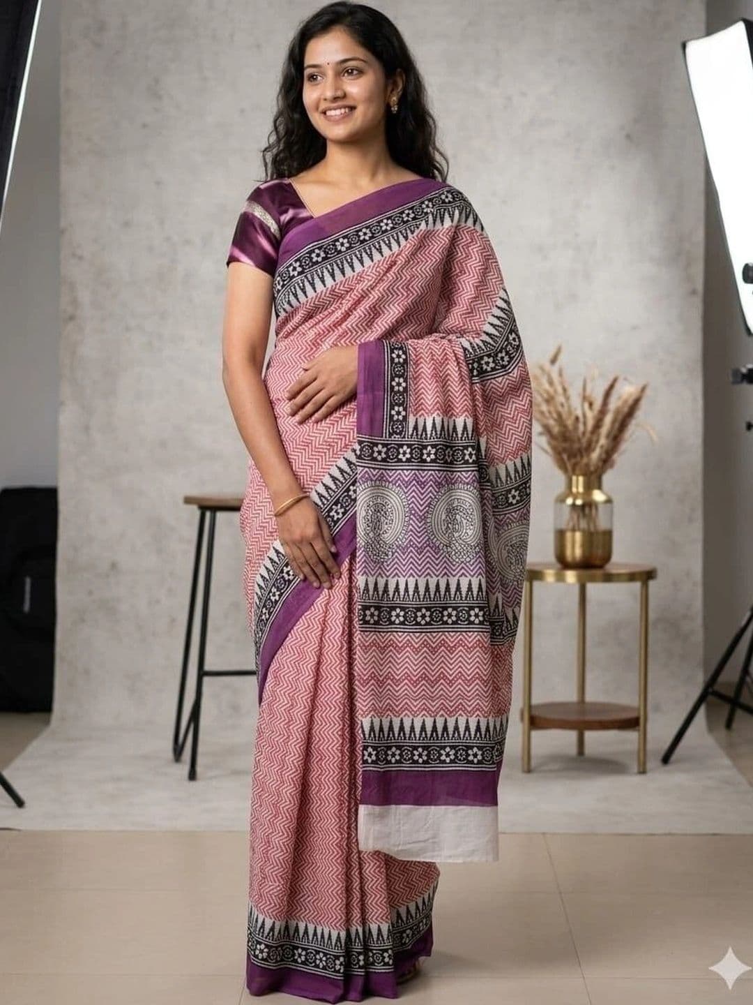 SHIVAY TEXTILES Pure Cotton Block Print Saree - view 1