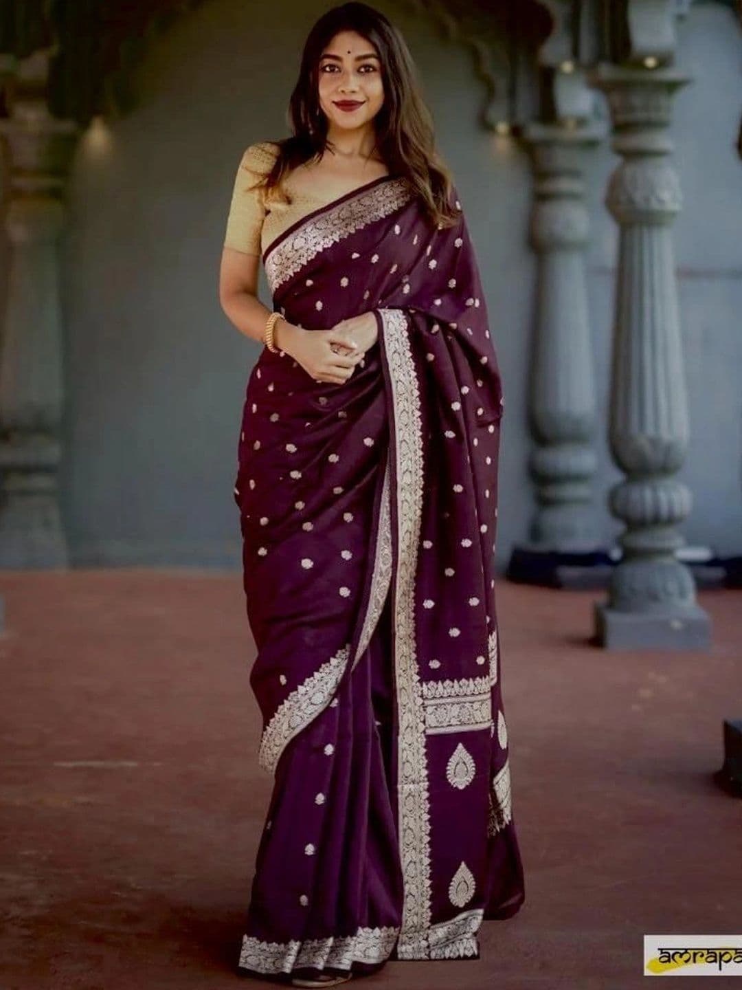 JIVUBA Woven Design Zari Designer Chanderi Saree - view 1