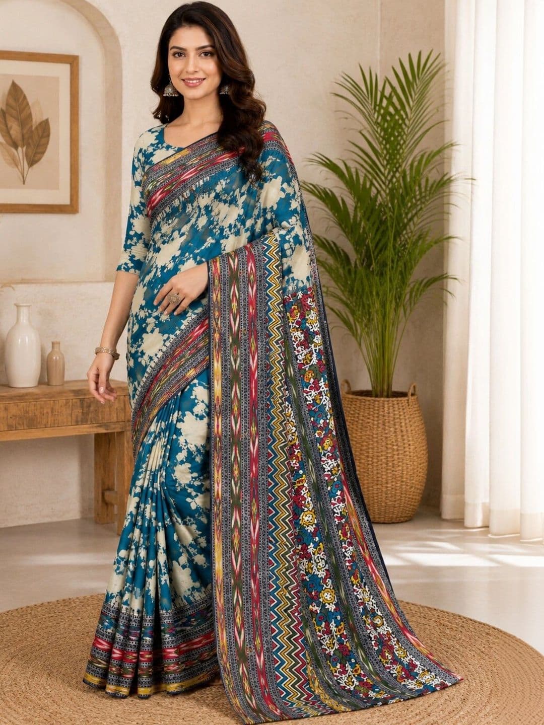 LeeliPeeri Designer Floral Art Silk Designer Saree - view 1