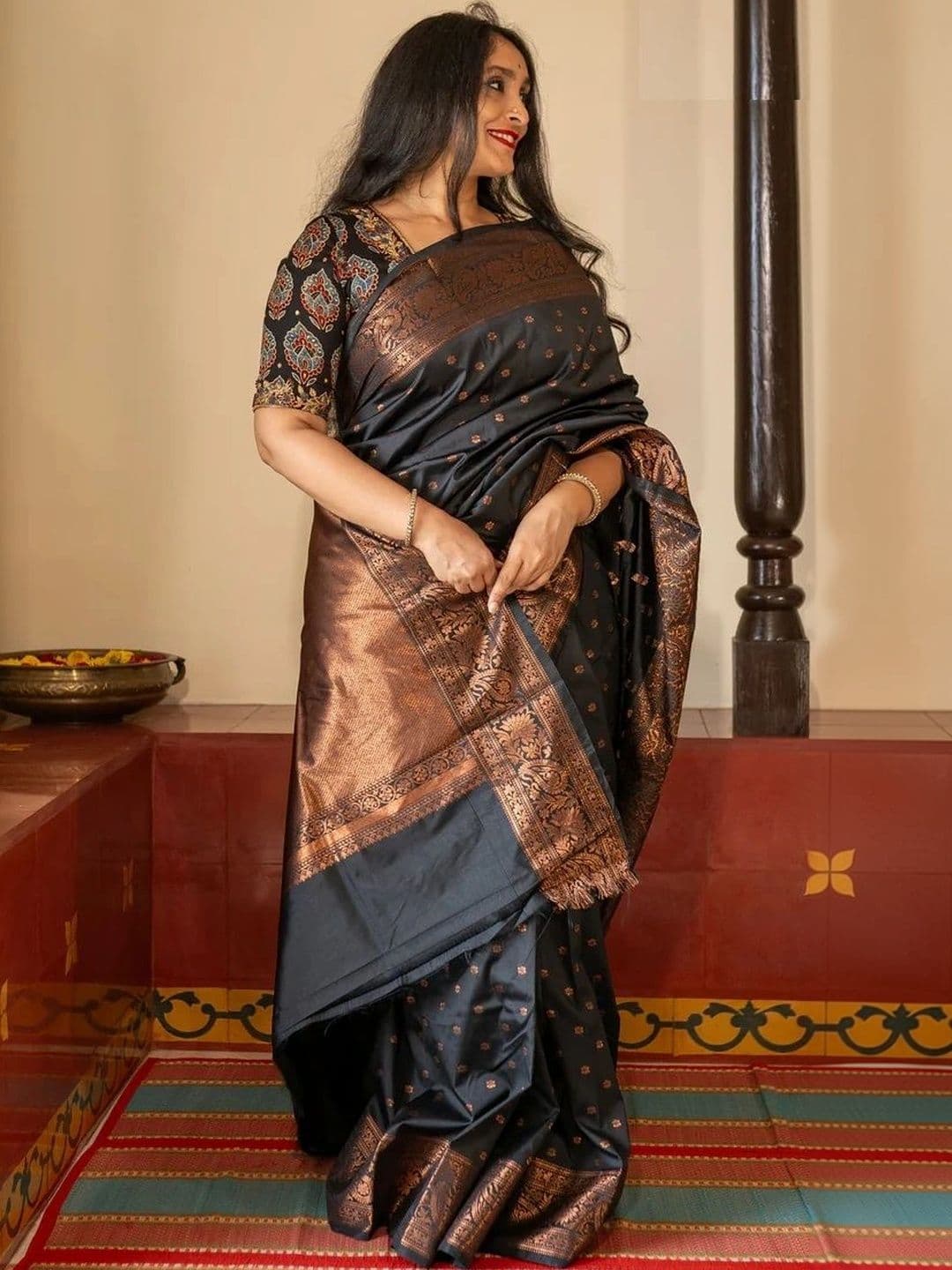 JIVUBA Ethnic Motifs Zari Art Silk Designer Banarasi Saree - view 1