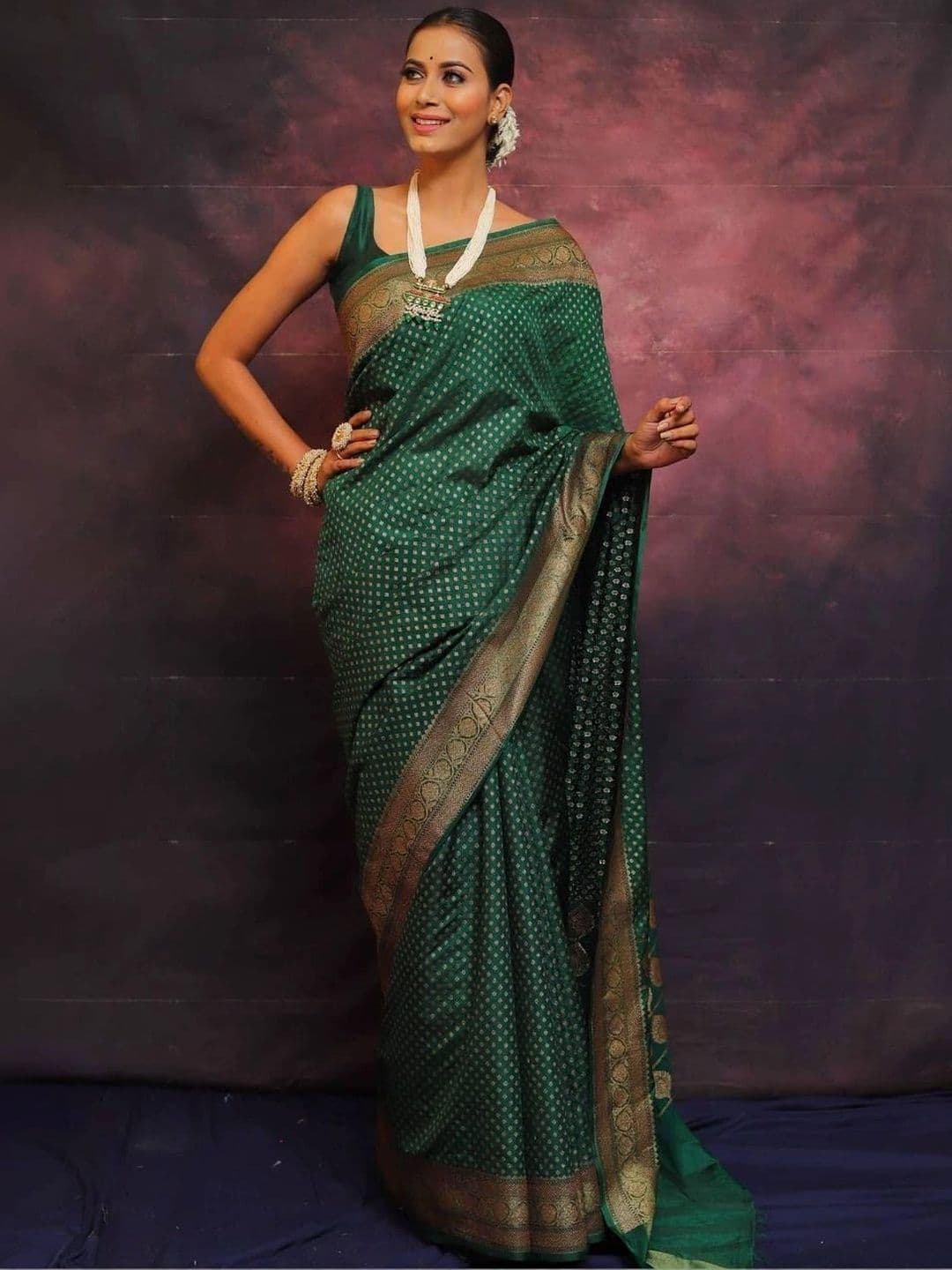 ADIANADI Woven Design Zari Silk Cotton Banarasi Saree - view 1