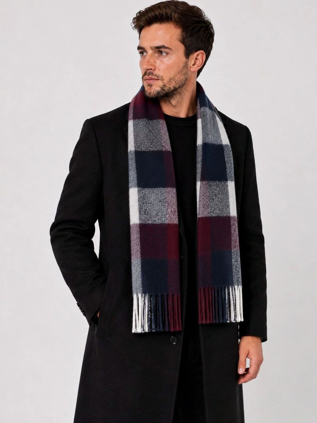 Amoldo Men Checked Warm & Comfortable Merino Wool Mufflers - view 1