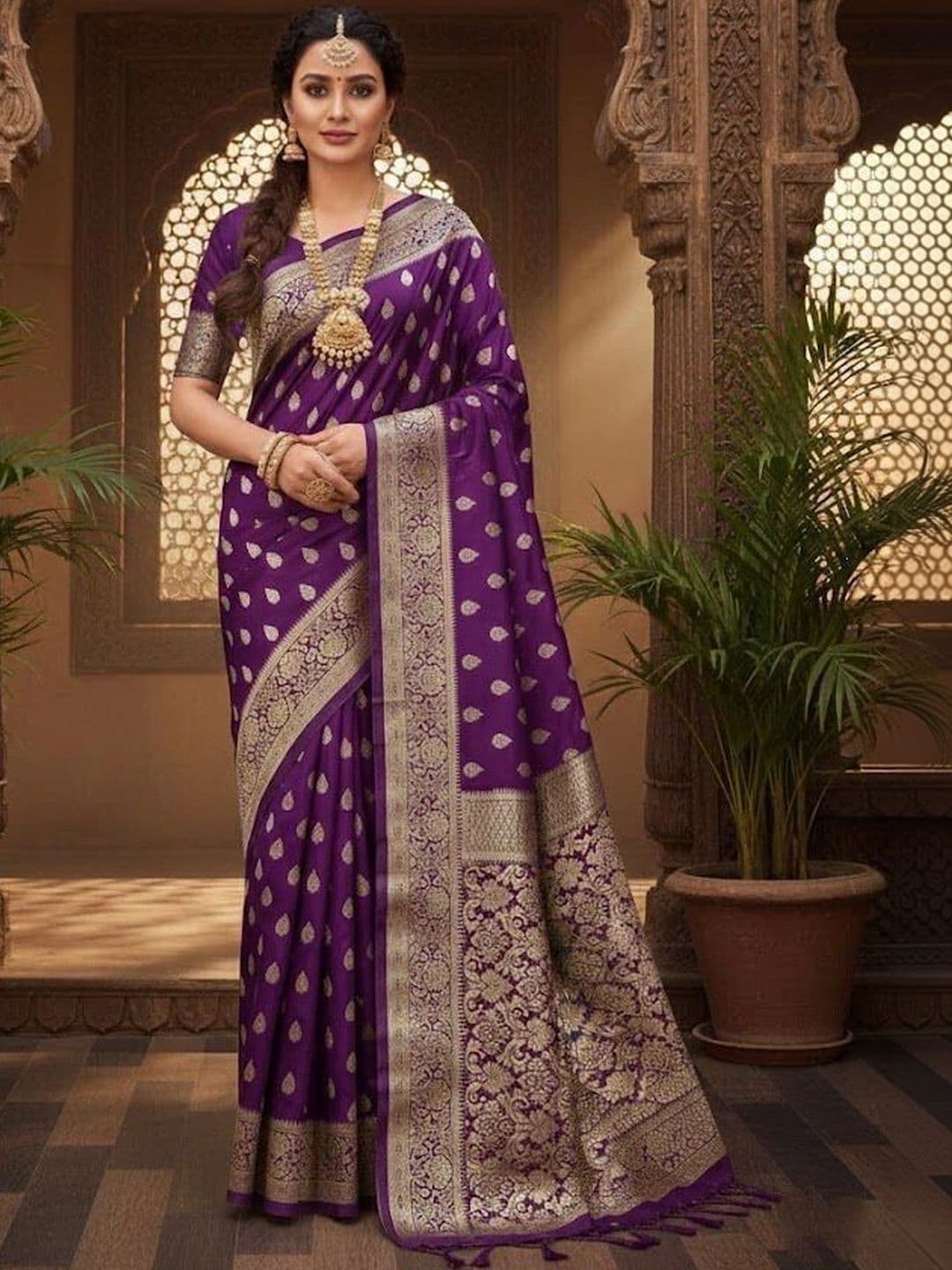 ADIANADI Zari Silk Cotton Banarasi Saree - view 1