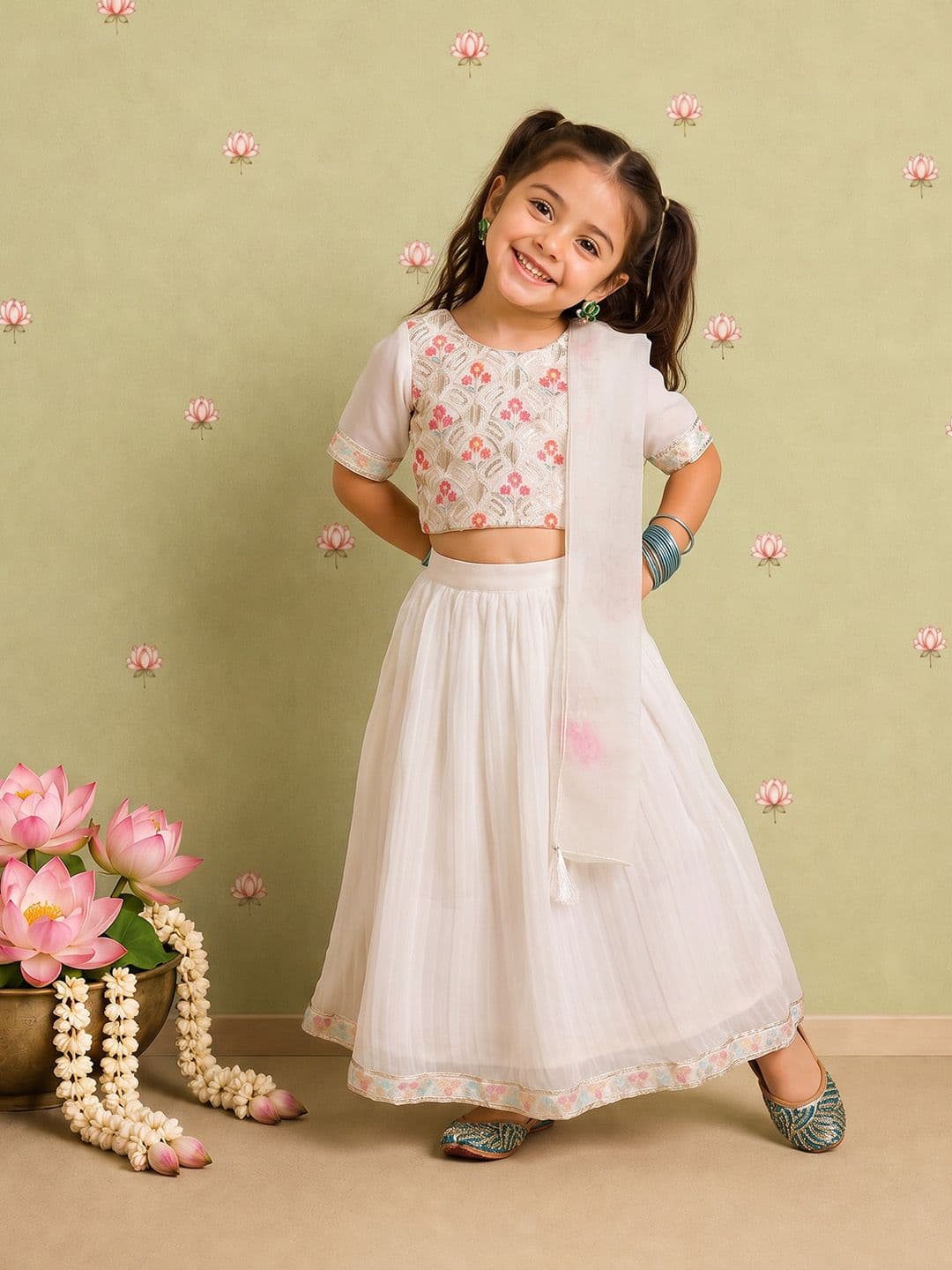 Sangria Girls Floral Embroidered Lehenga Choli - view 1