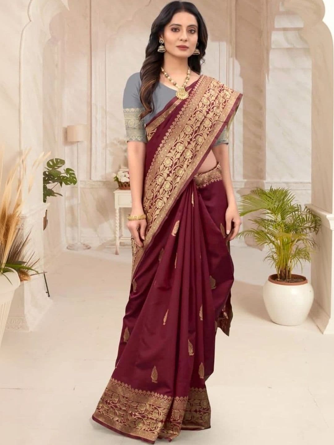 JIVUBA Woven Design Zari Art Silk Designer Banarasi Saree - view 1