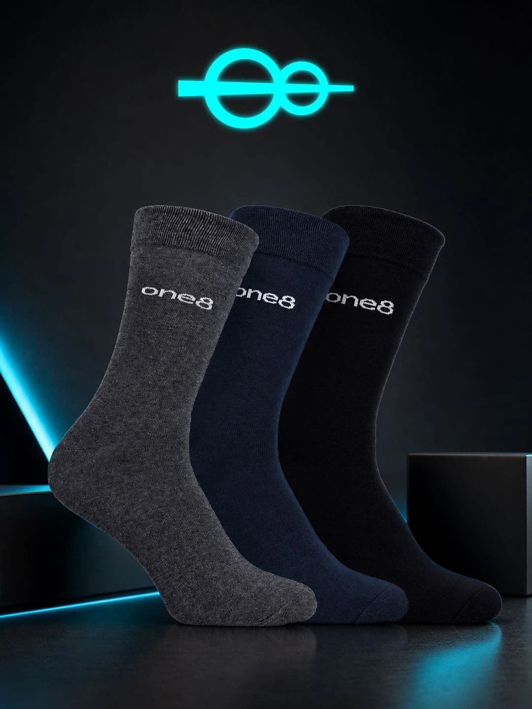 One8 Men Pack of 3 Cotton Assorted Calf Length Socks - view 1