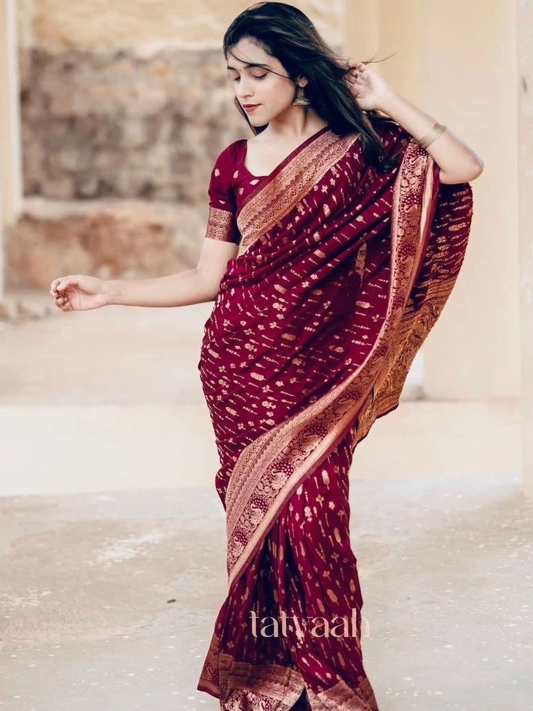 JIVUBA Woven Design Zari Art Silk Designer Banarasi Saree - view 1
