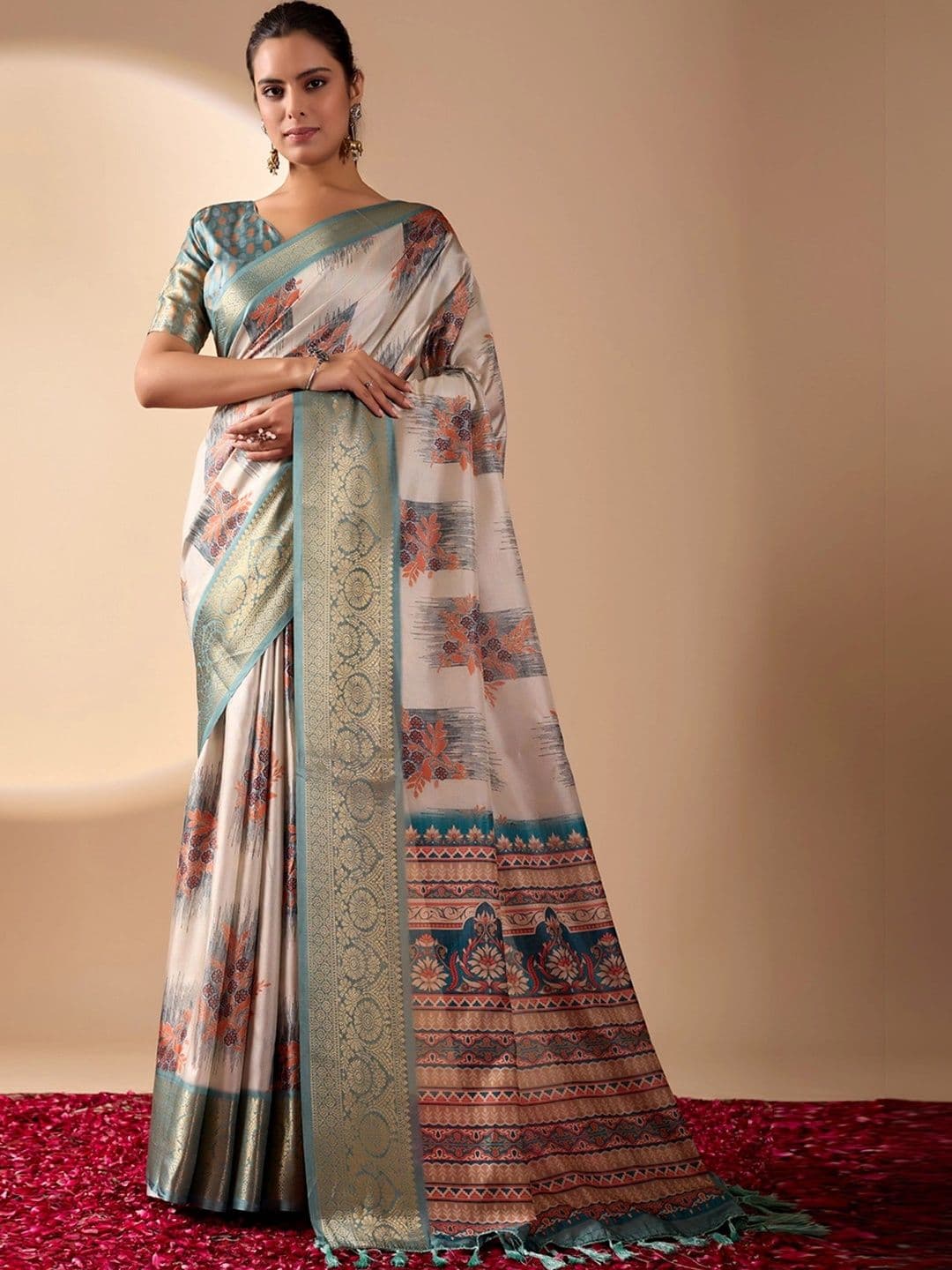 KALINI Zari Silk Blend Designer Saree - view 1