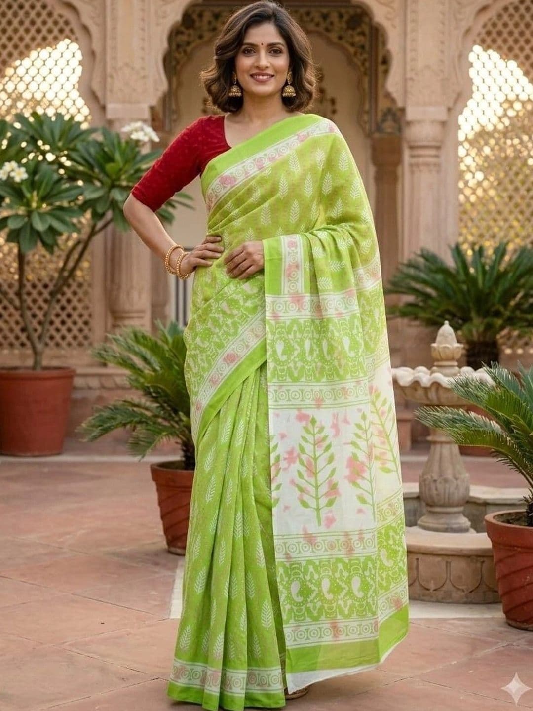SHIVAY TEXTILES Pure Cotton Block Print Saree - view 1