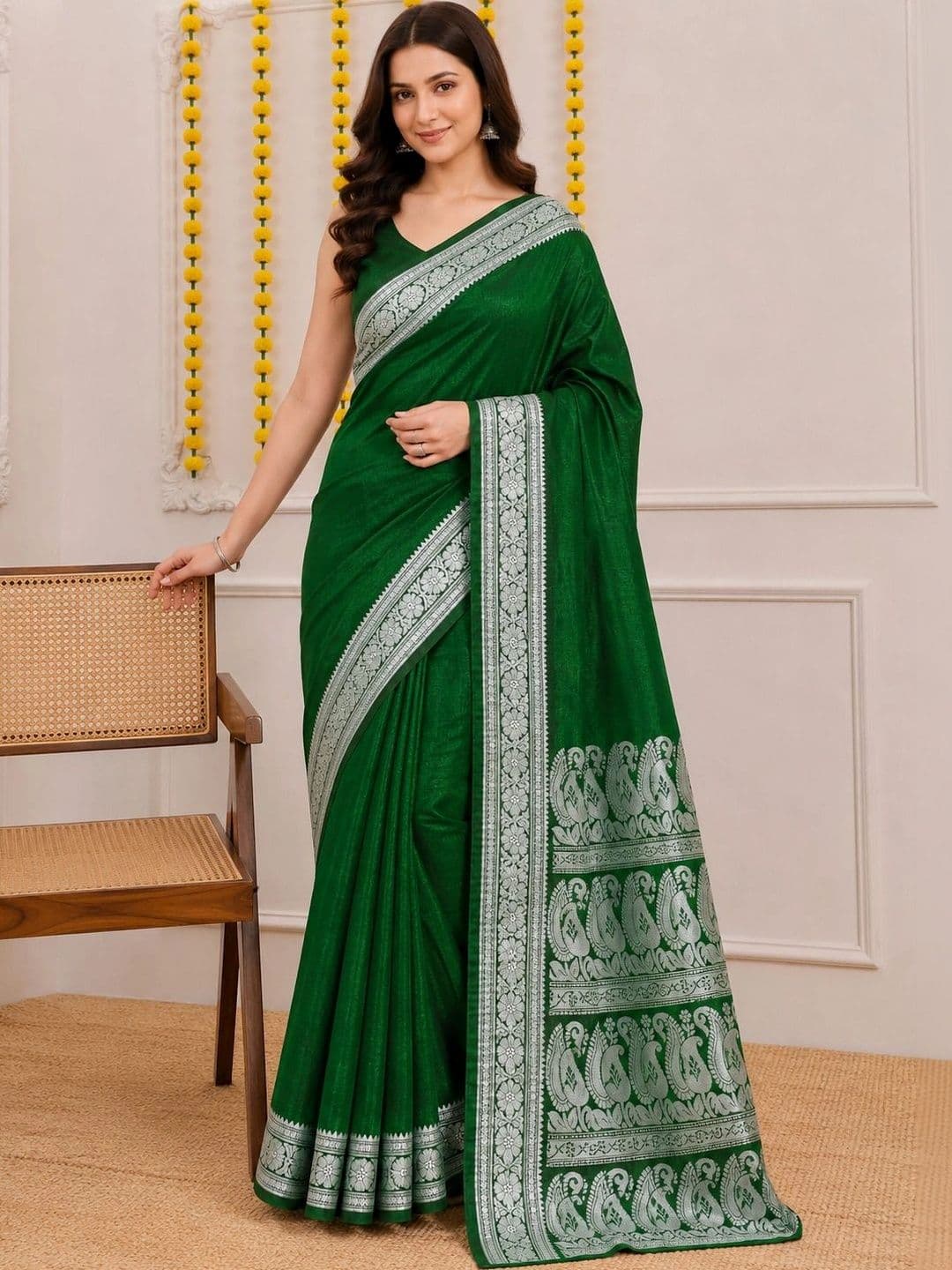 AS Aishwarya Sarees Floral Zari Silk Blend Banarasi Saree - view 1