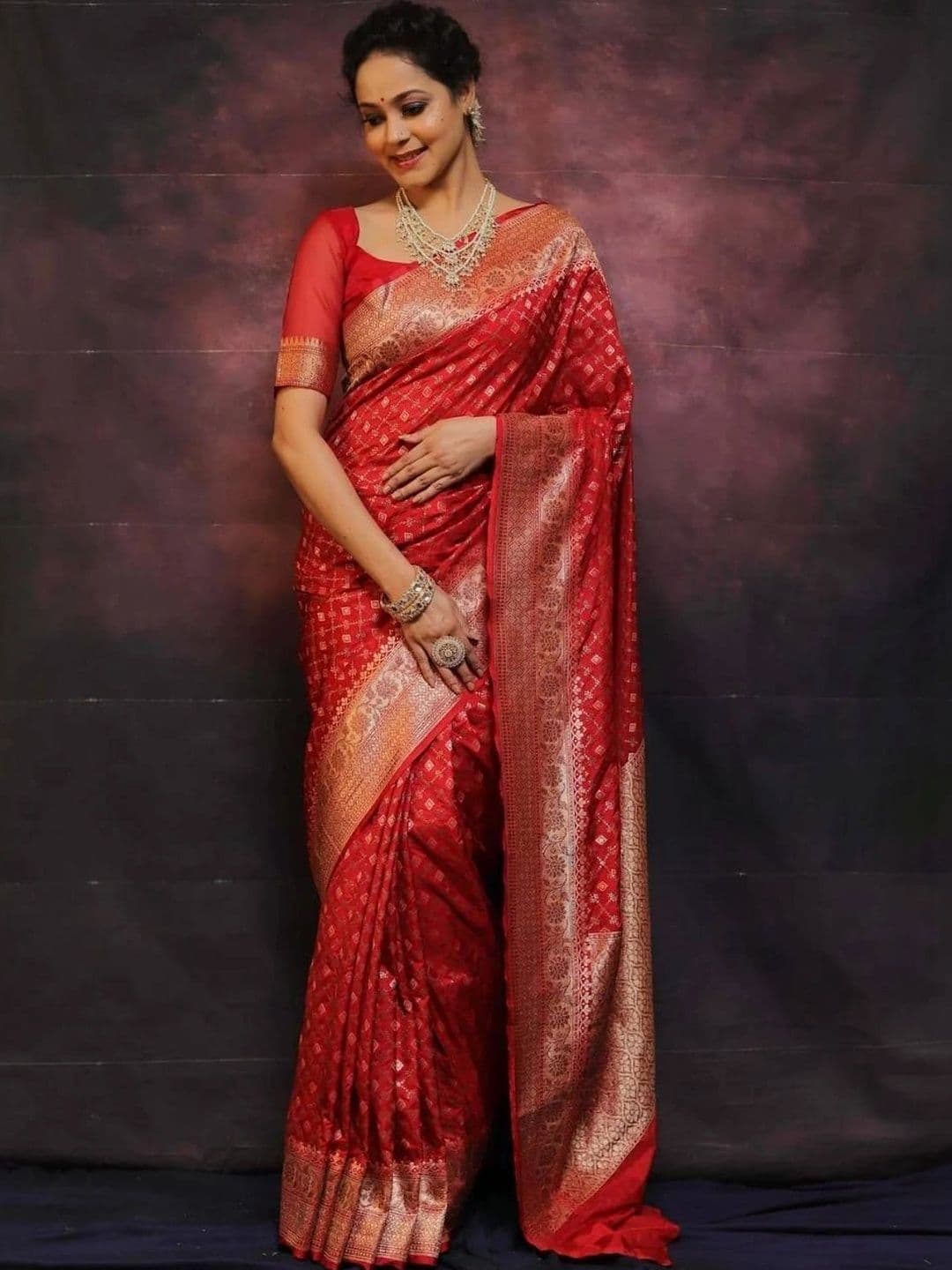 ADIANADI Woven Design Zari Silk Cotton Banarasi Saree - view 1