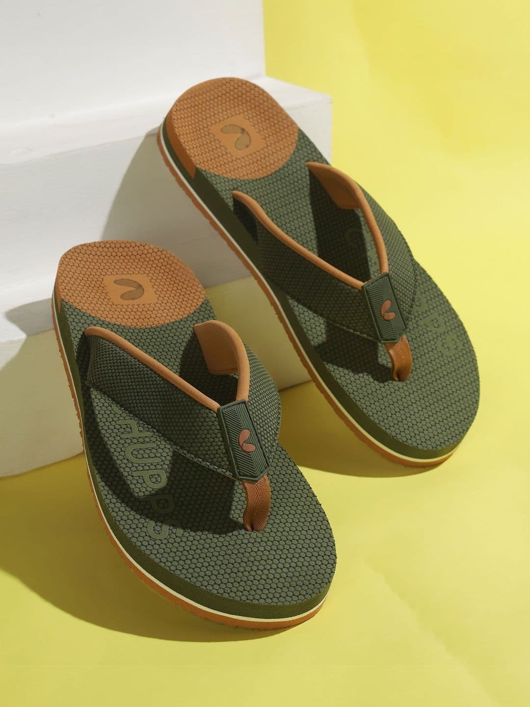 CHUPPS Men Olive Tan Brut Orthopedic Sliders - view 1