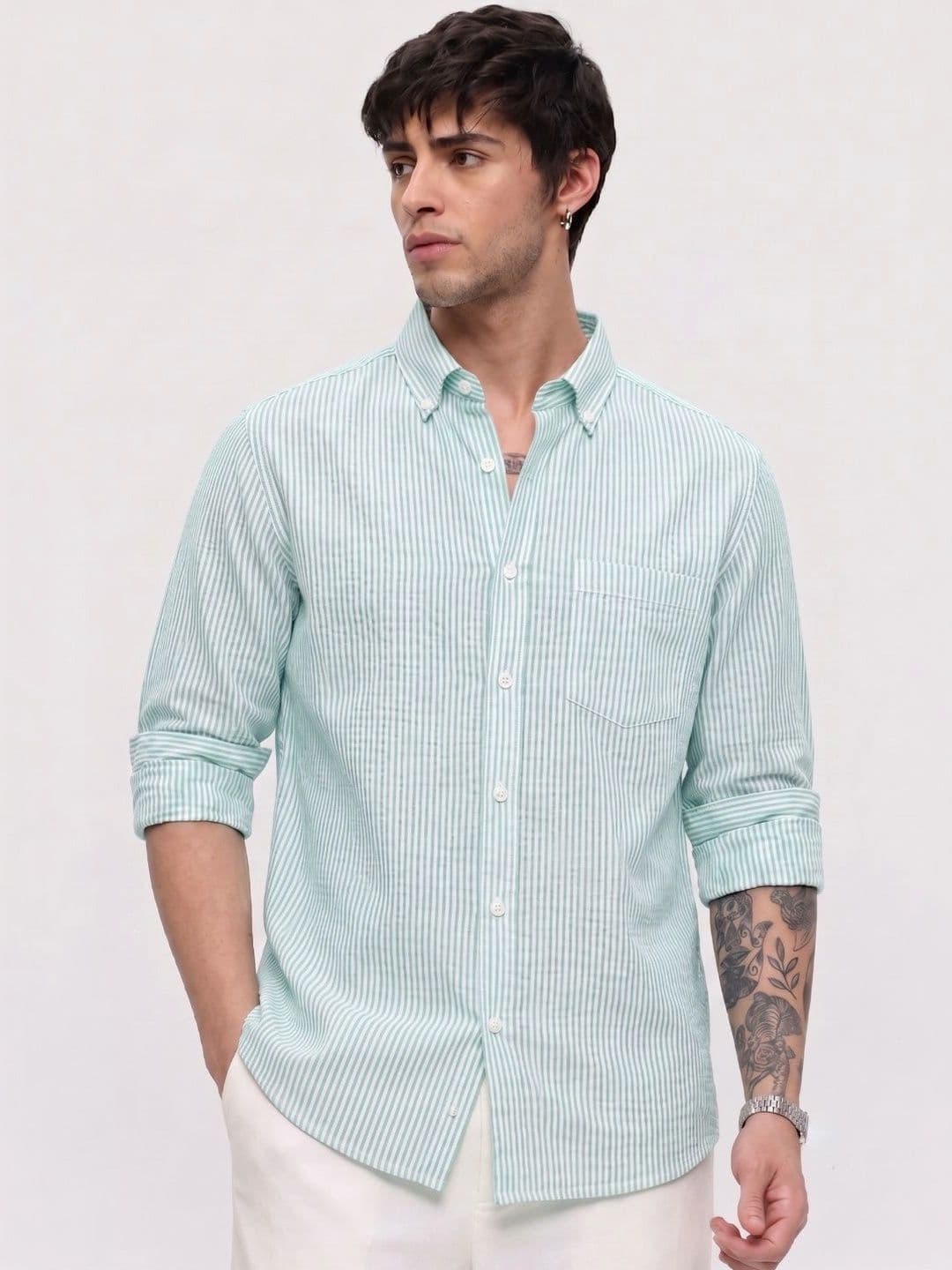 HENSHIKA Men Standard Striped Casual Shirt - view 1