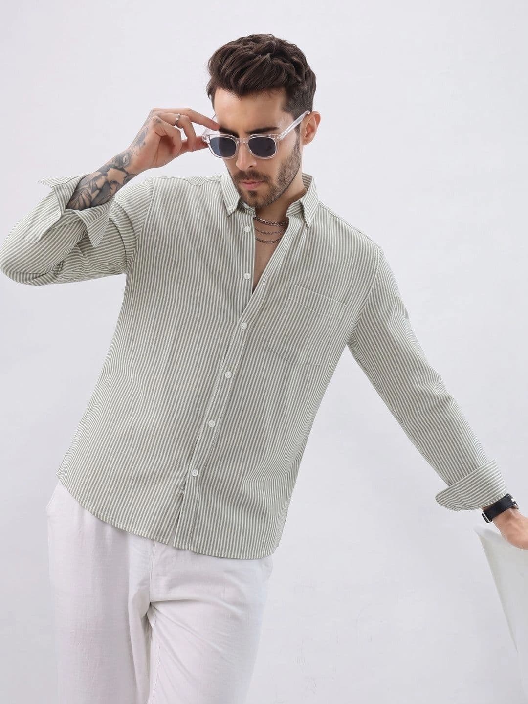 HENSHIKA Men Standard Slim Fit Striped Casual Shirt - view 1