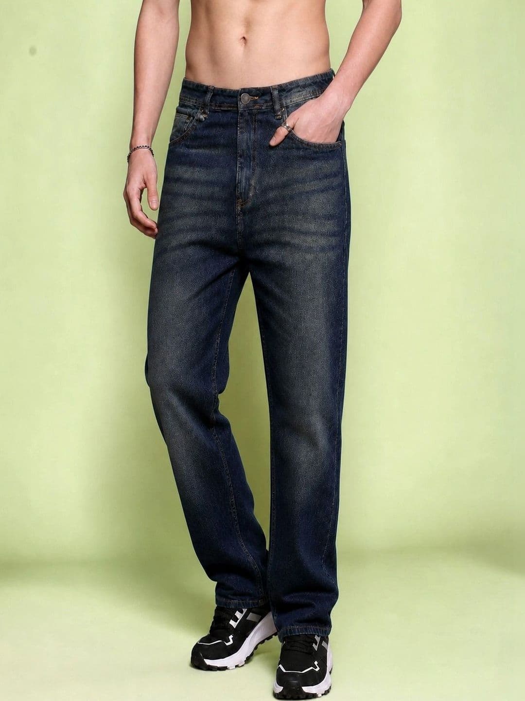 Roadster Men Jean Straight Fit Mid-Rise Low Distress Stretchable Jeans - view 1