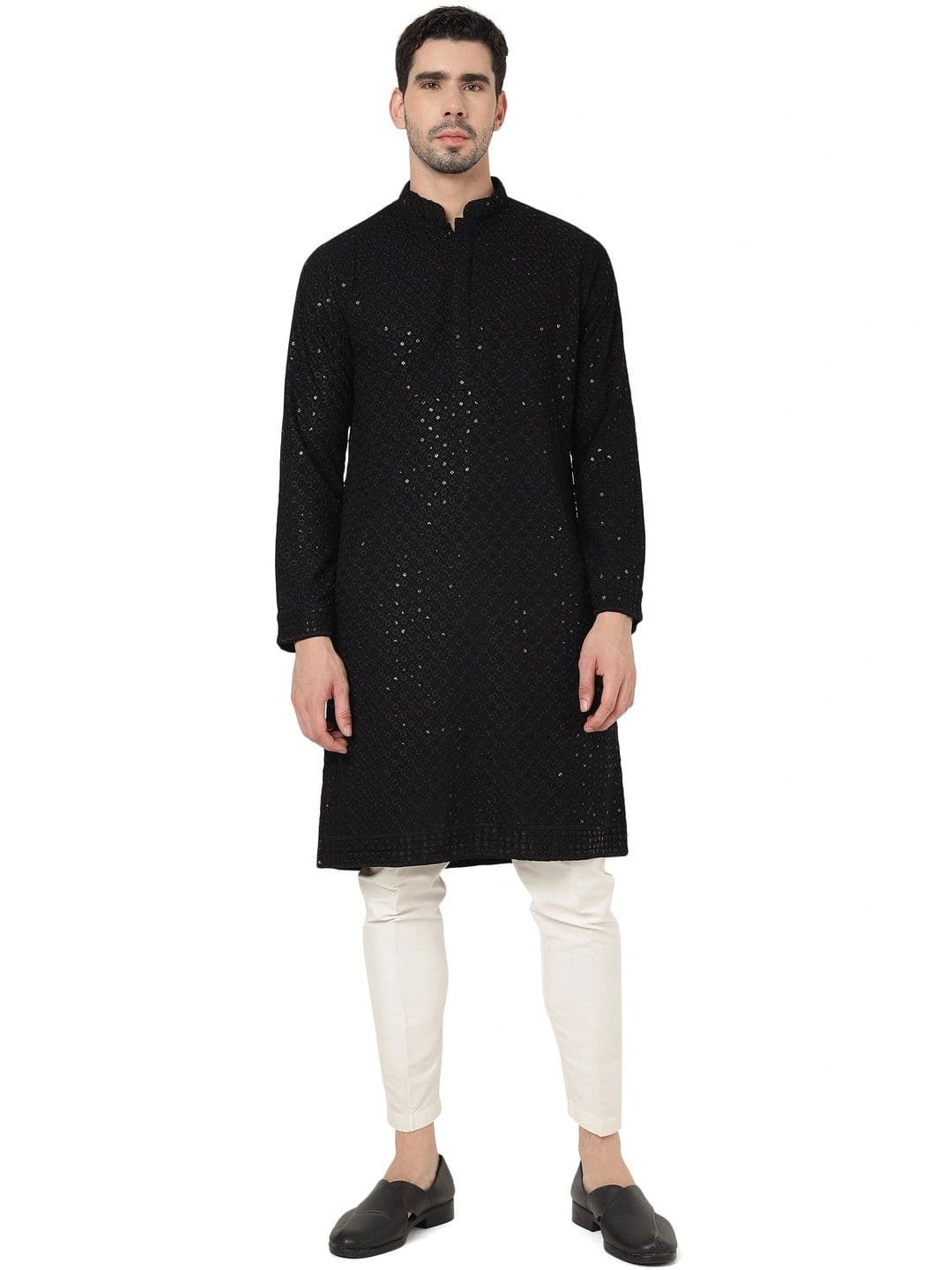 Kaashi Couture Men Embellished Sequinned Kurta - view 1