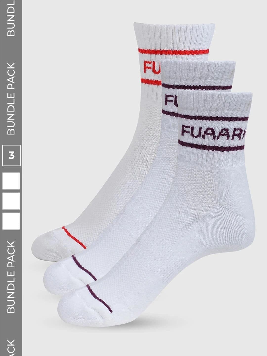 FUAARK Unisex Pack of 3 Cotton Assorted Striped Above Ankle Socks - view 1