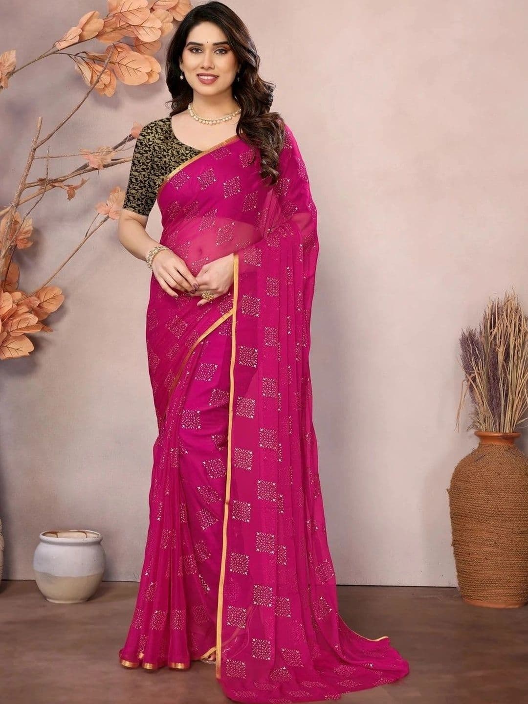 Balaji Texo Fab Woven Design Poly Chiffon Saree - view 1