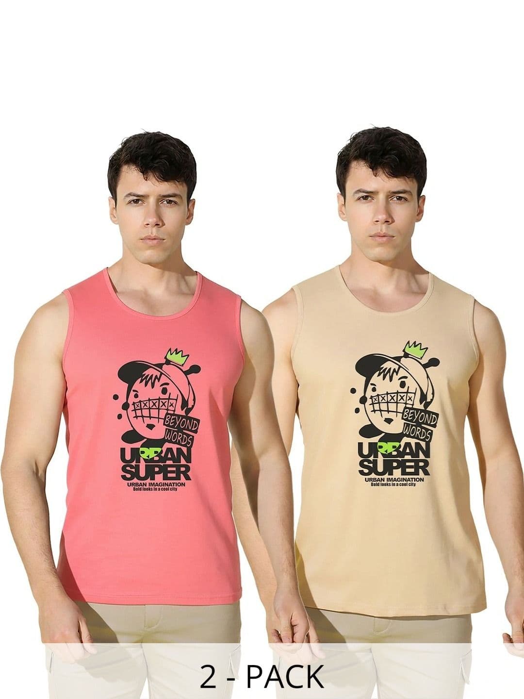 SLOWLORIS Men Pack of 2 Cotton Printed T-shirt - view 1