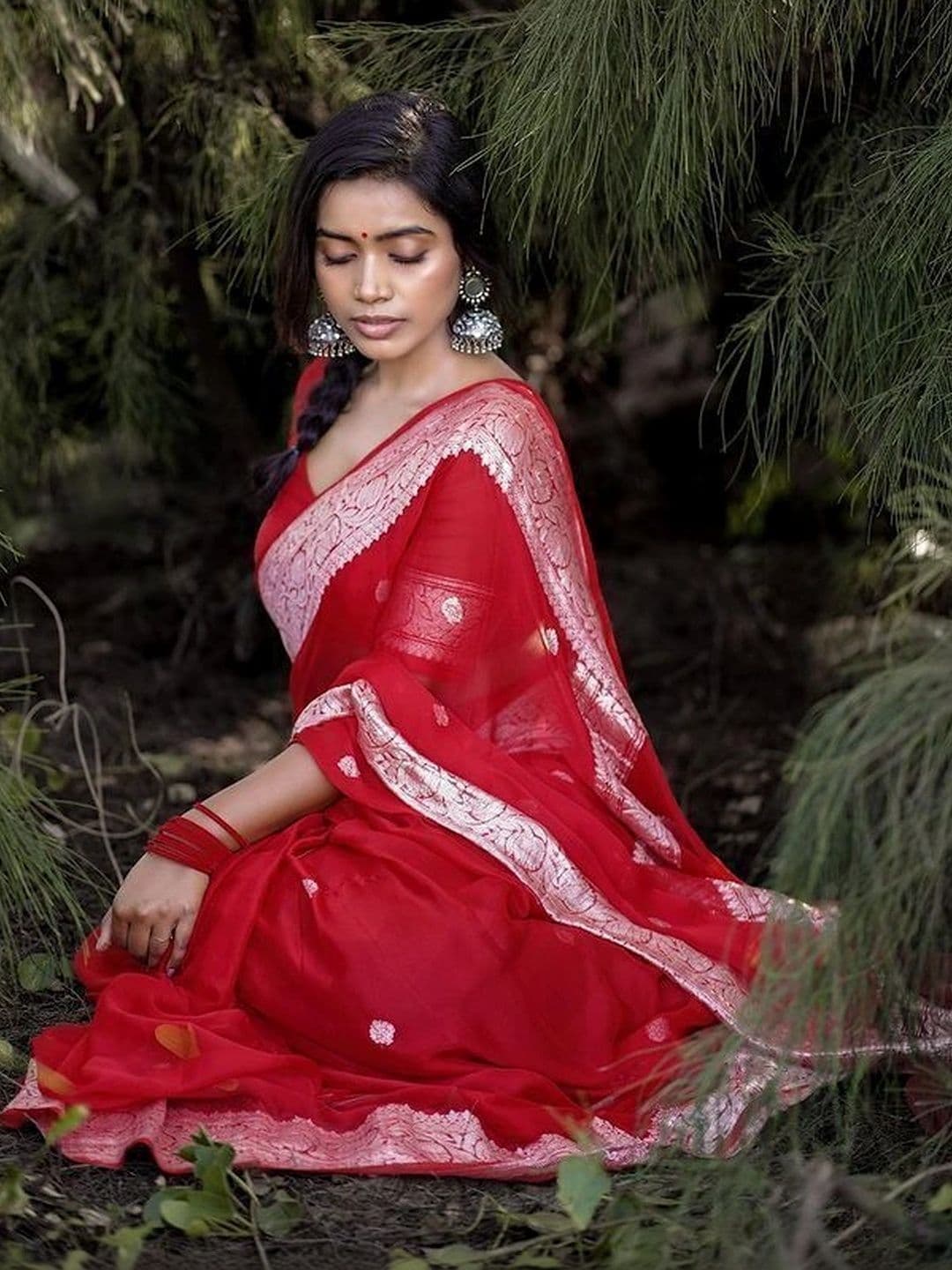 ADIANADI Woven Design Zari Silk Cotton Banarasi Saree - view 1