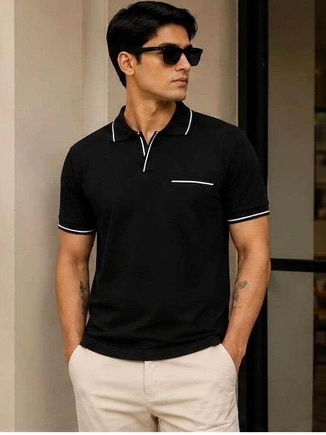 HERE&NOW Men Polo Collar Pockets T-shirt - view 1
