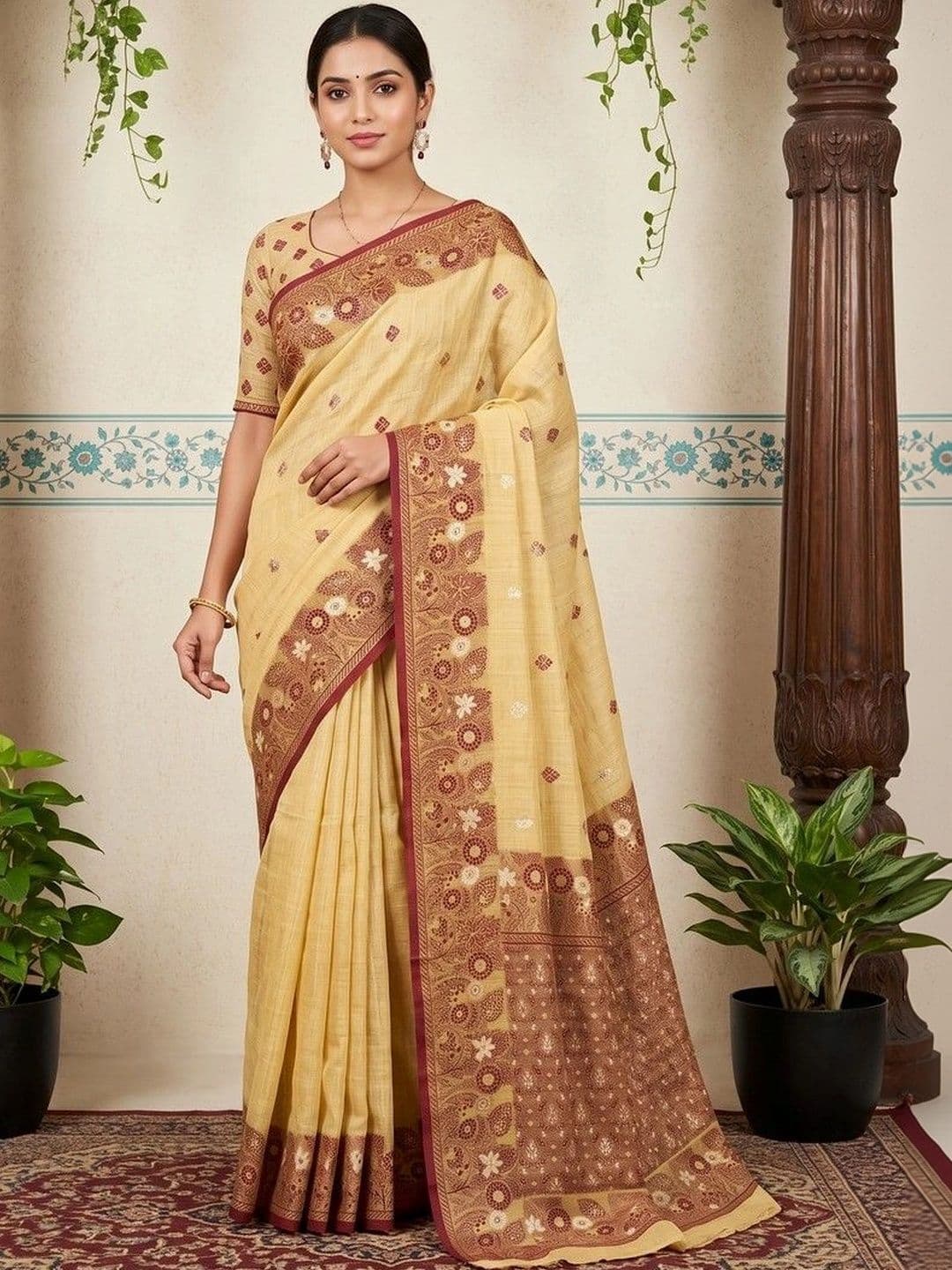 R K MANIYAR Woven Design Zari Pure Cotton Designer Saree - view 1