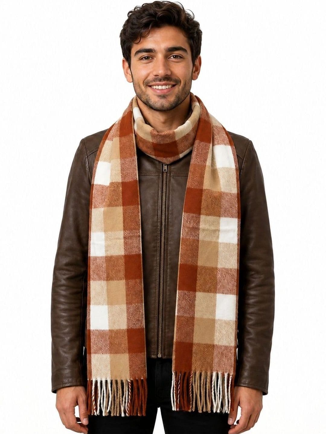 Amoldo Men Checked Warm & Comfortable Merino Wool Mufflers - view 1
