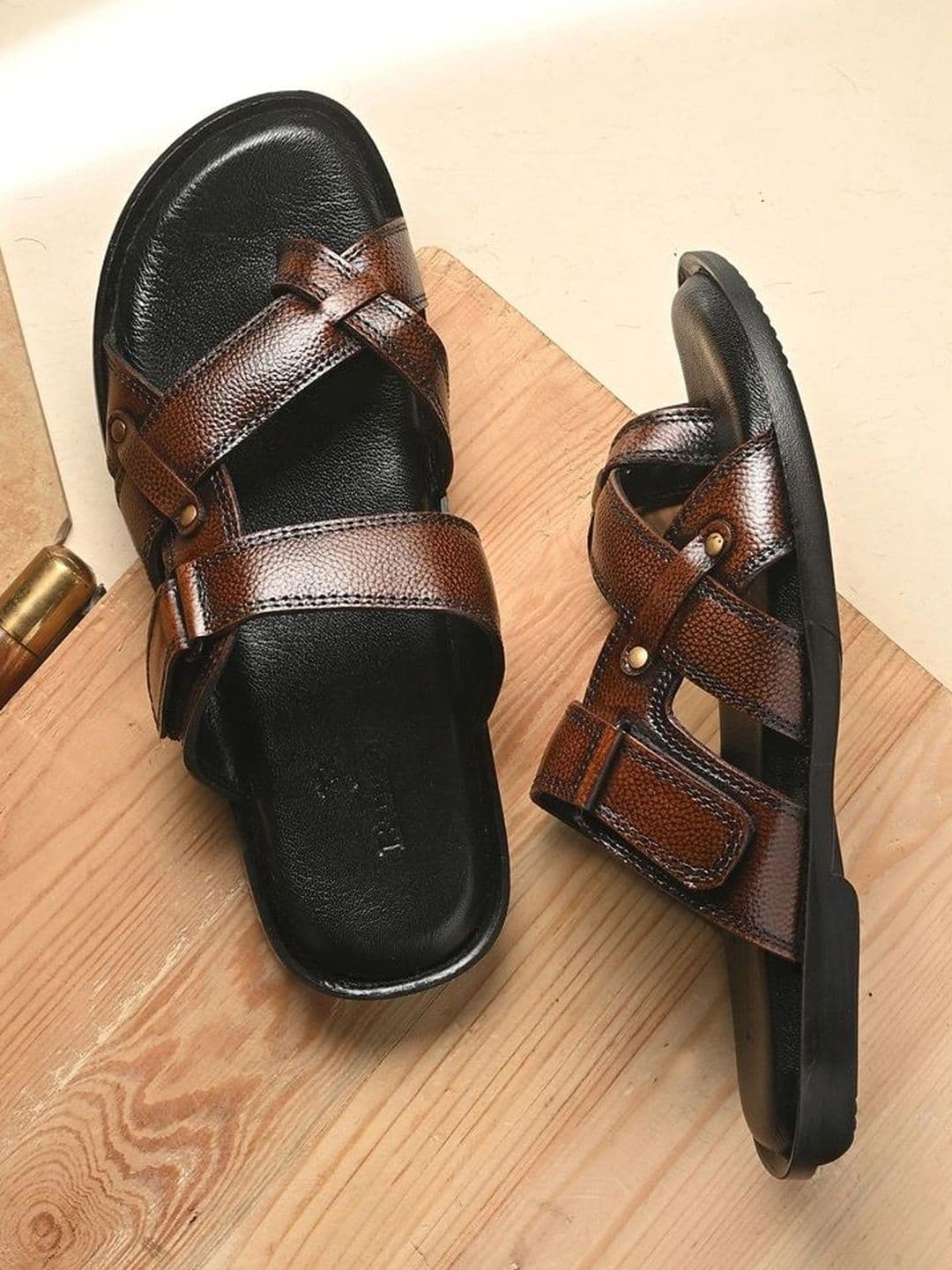 House of Pataudi Men Leather Shoe-Style Sandals - view 1
