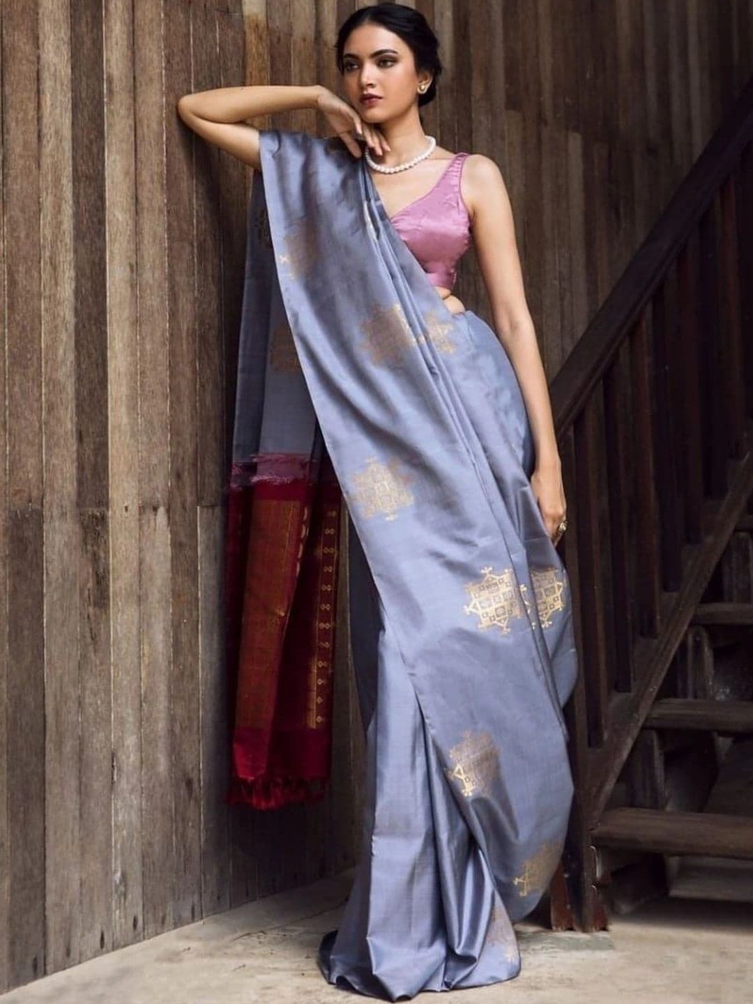 JIVUBA Ethnic Motifs Zari Art Silk Designer Banarasi Saree - view 1