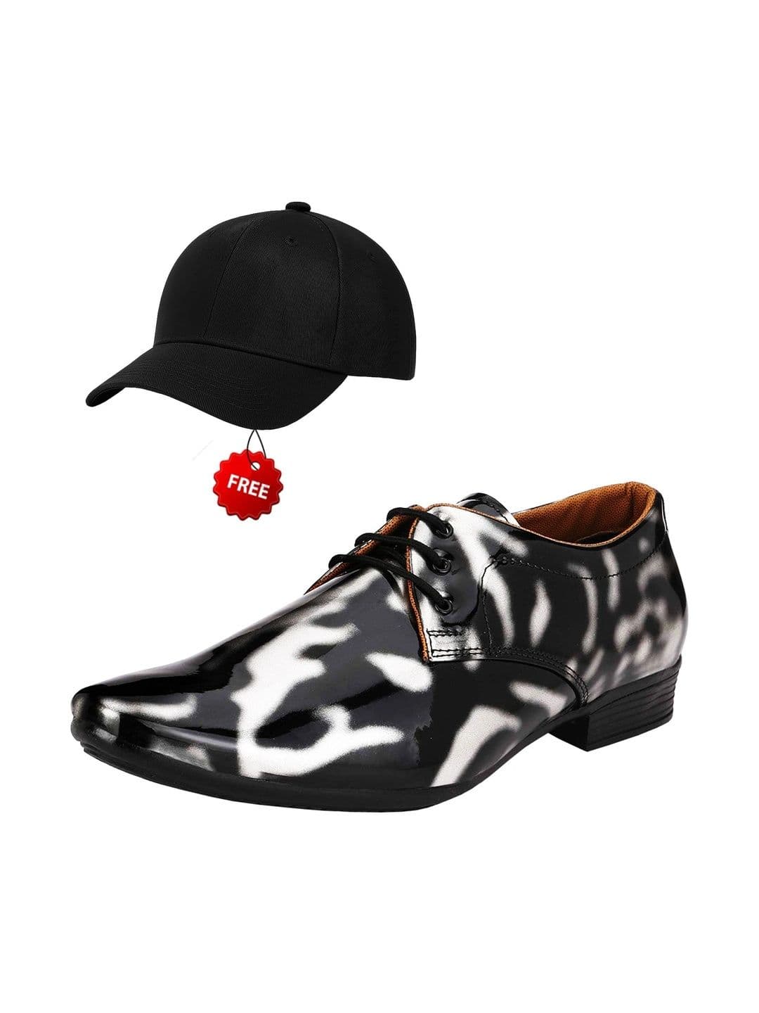 Vitoria Men Textured Pointed Toe Lace-Ups Derbys Formal Shoes With Cap - view 1