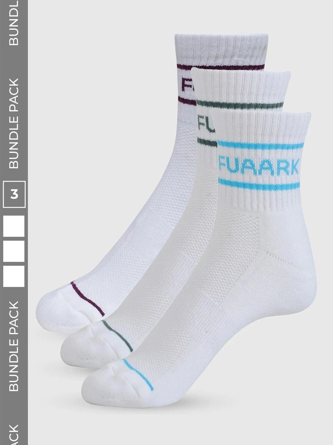 FUAARK Unisex Pack of 3 Cotton Assorted Striped Above Ankle Socks - view 1