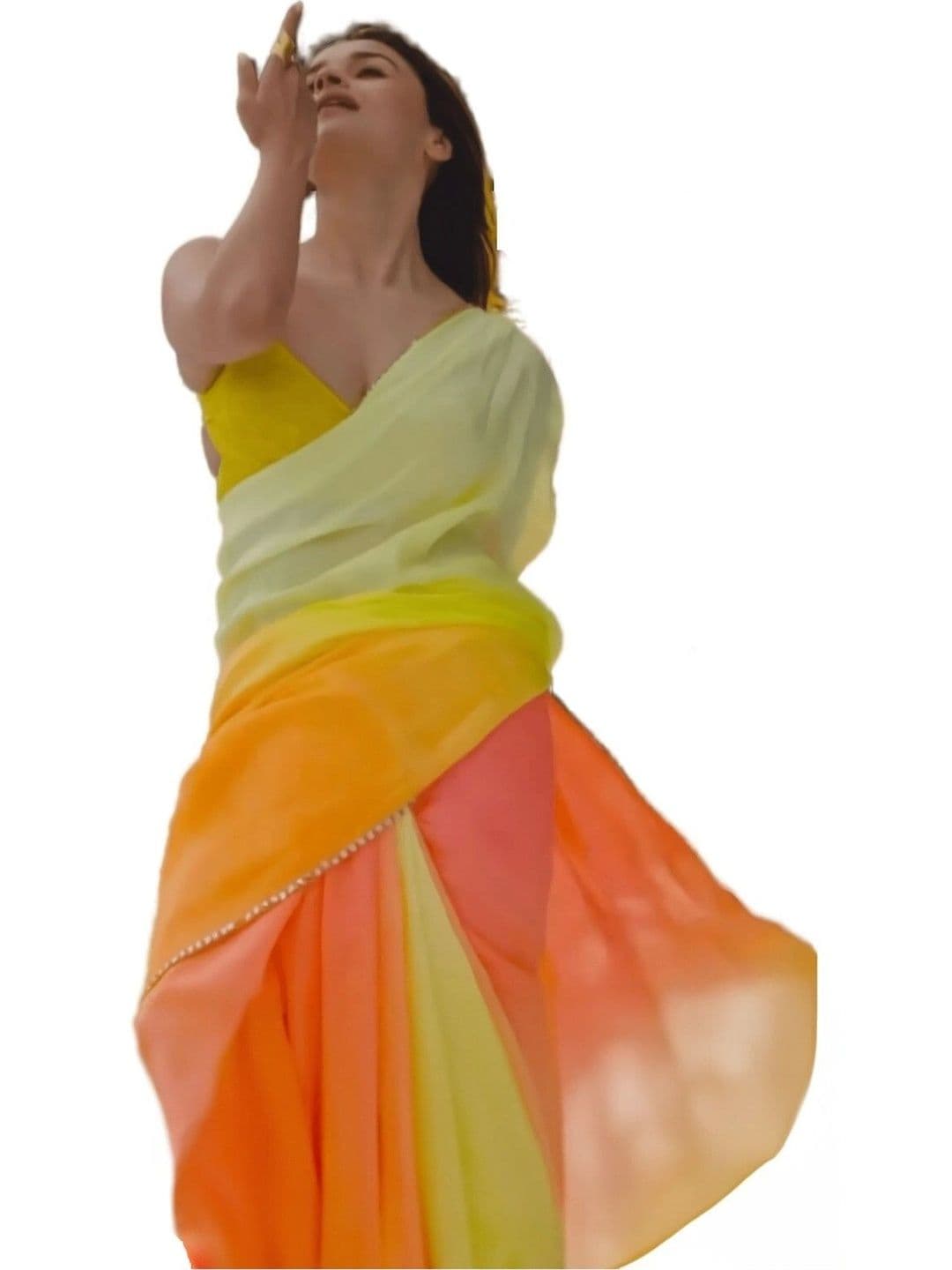 Sangria Ombre Pure Georgette Fusion Saree - view 1