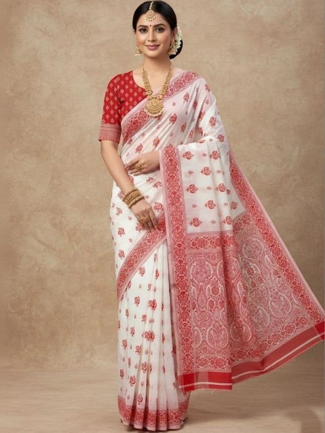 ADIANADI Floral Silk Cotton Banarasi Saree - view 1